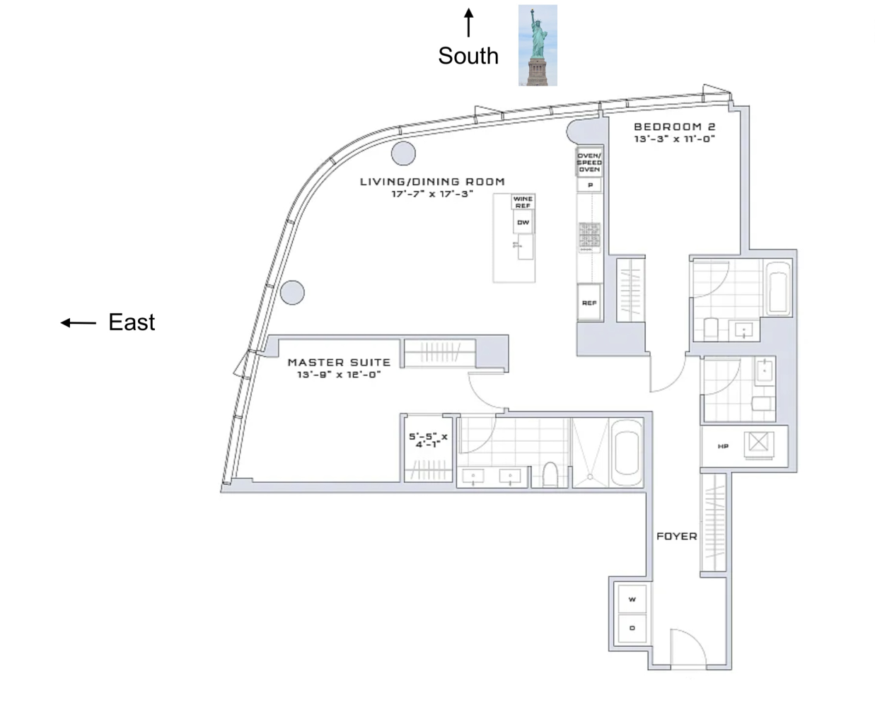 Floorplan for 50 West Street, 55B