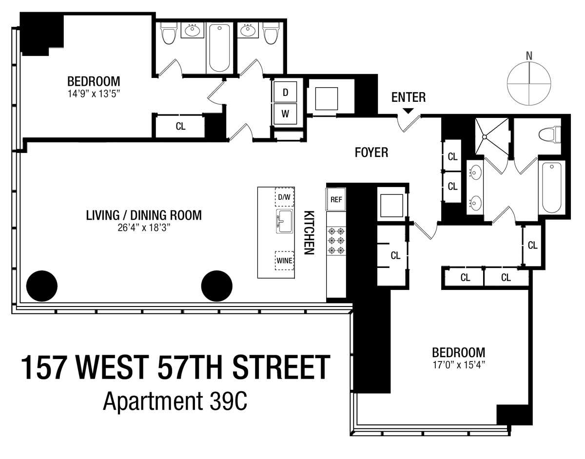 Floorplan for 157 West 57th Street, 39-C