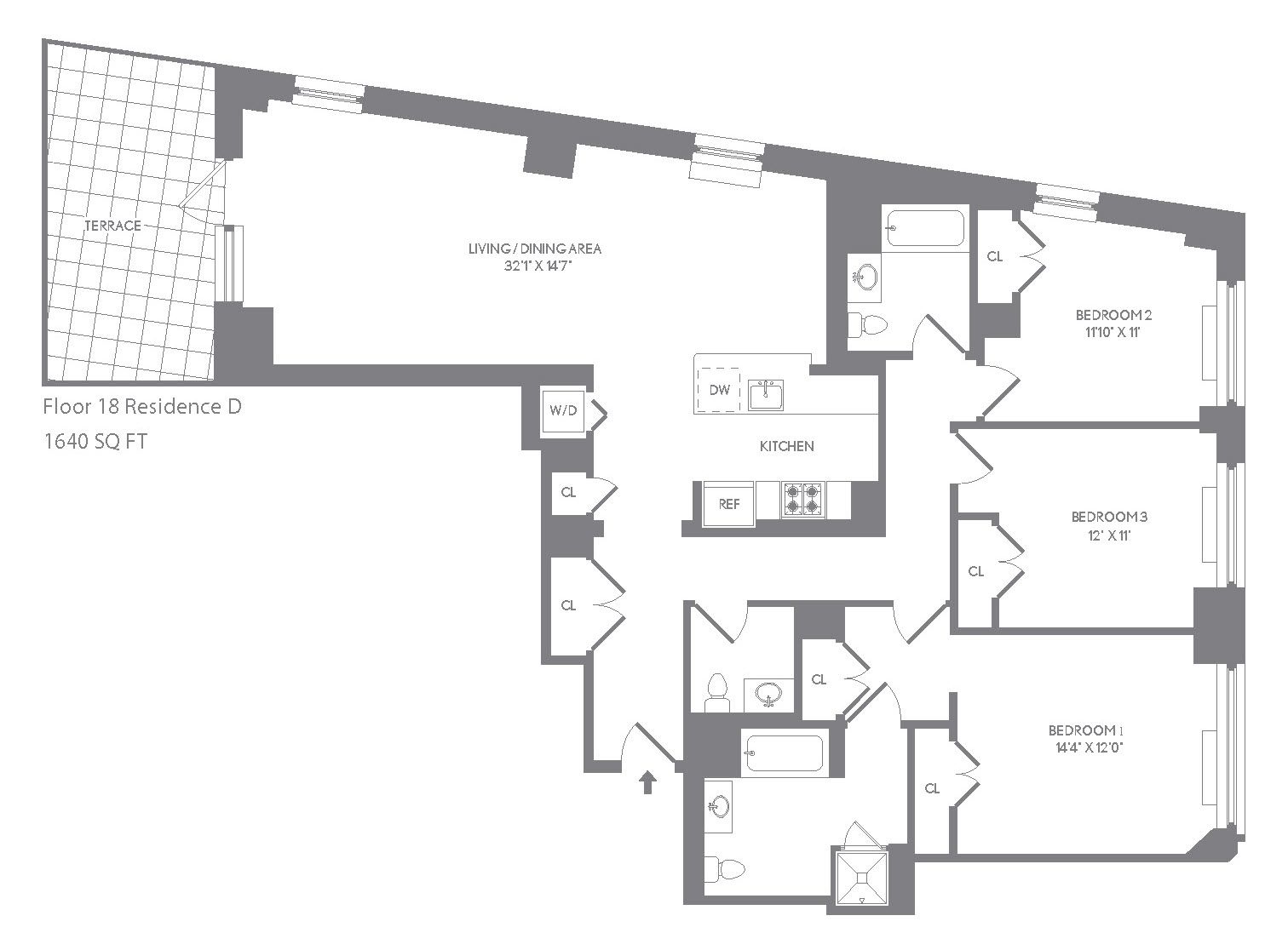 Floorplan for 227 West 77th Street, 18-D