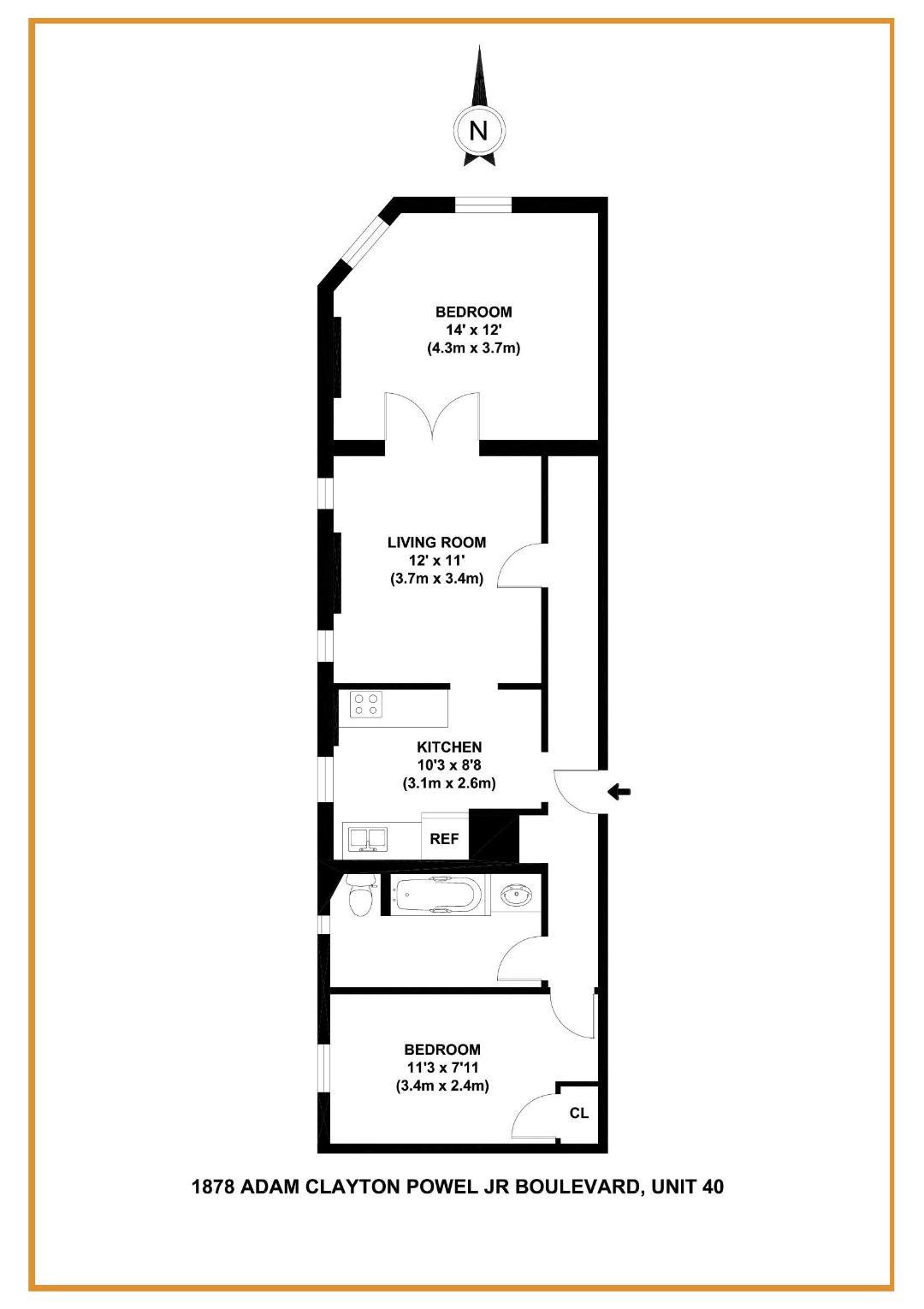 1878 Adam Clayton Powell Jr Boulevard, New York, NY 10026, 2 Bedrooms Bedrooms, 4 Rooms Rooms,1 BathroomBathrooms,Residential,For Sale,Adam Clayton Powell Jr,OLRS-135088