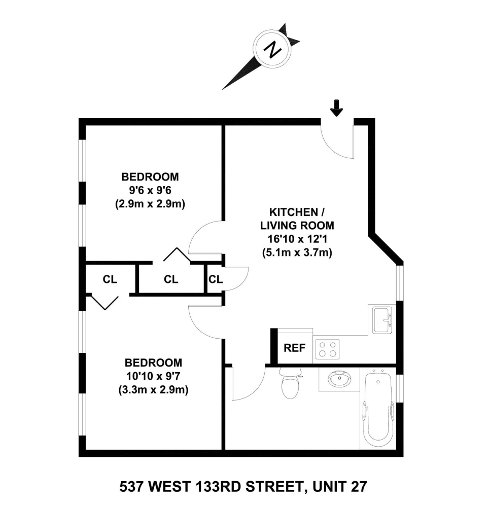 537 W 133RD Street, New York, NY 10027, 2 Bedrooms Bedrooms, 4 Rooms Rooms,1 BathroomBathrooms,Residential,For Sale,133RD,RPLU-33423159496