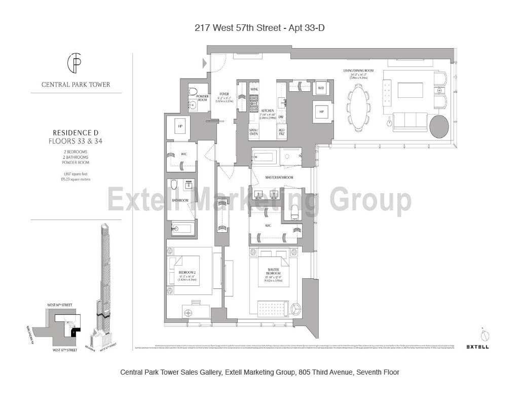 Floorplan for 217 West 57th Street, 33D