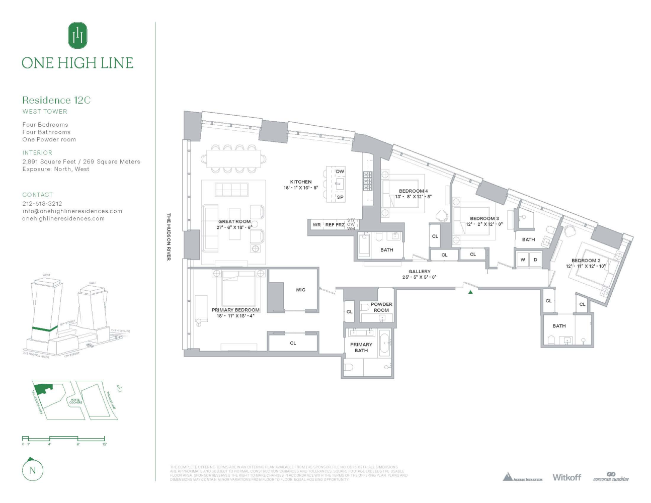 Floorplan for 500 West 18th Street West 12C