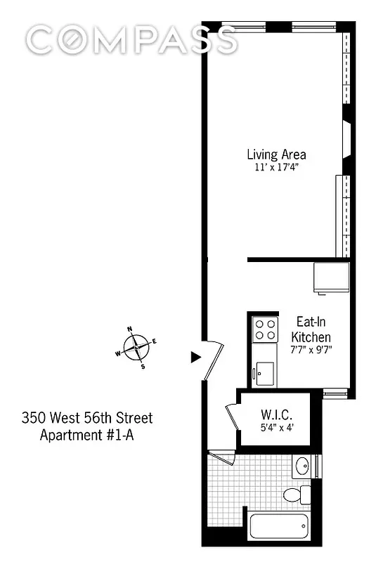 350 W 56th Street, New York, NY 10019, 2 Rooms Rooms,1 BathroomBathrooms,Residential,For Sale,56th,COMP-1615987765419320745