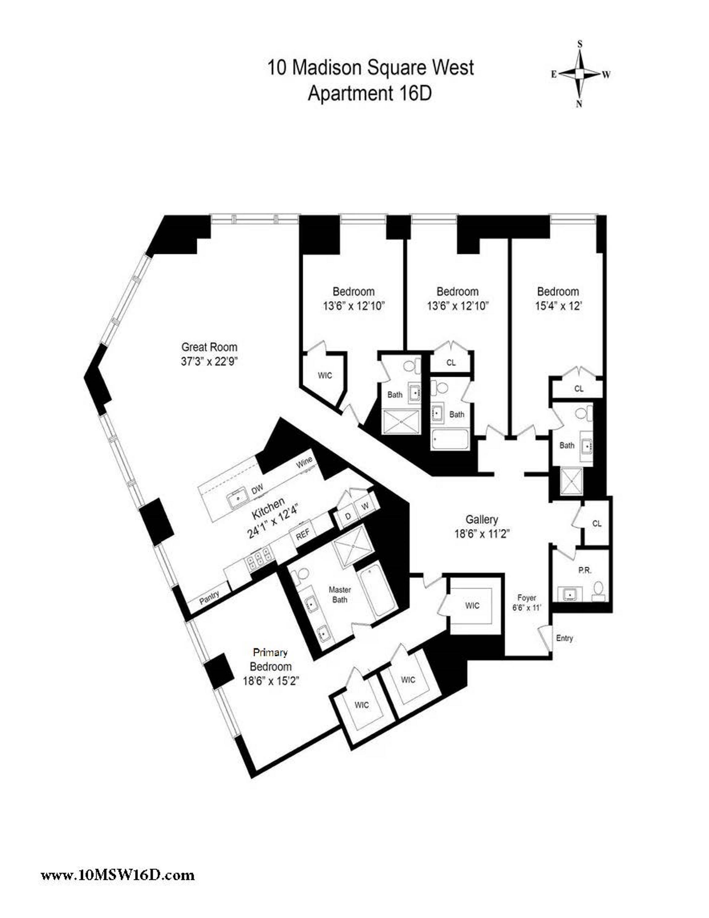 Floorplan for 10 Madison Square, 16D