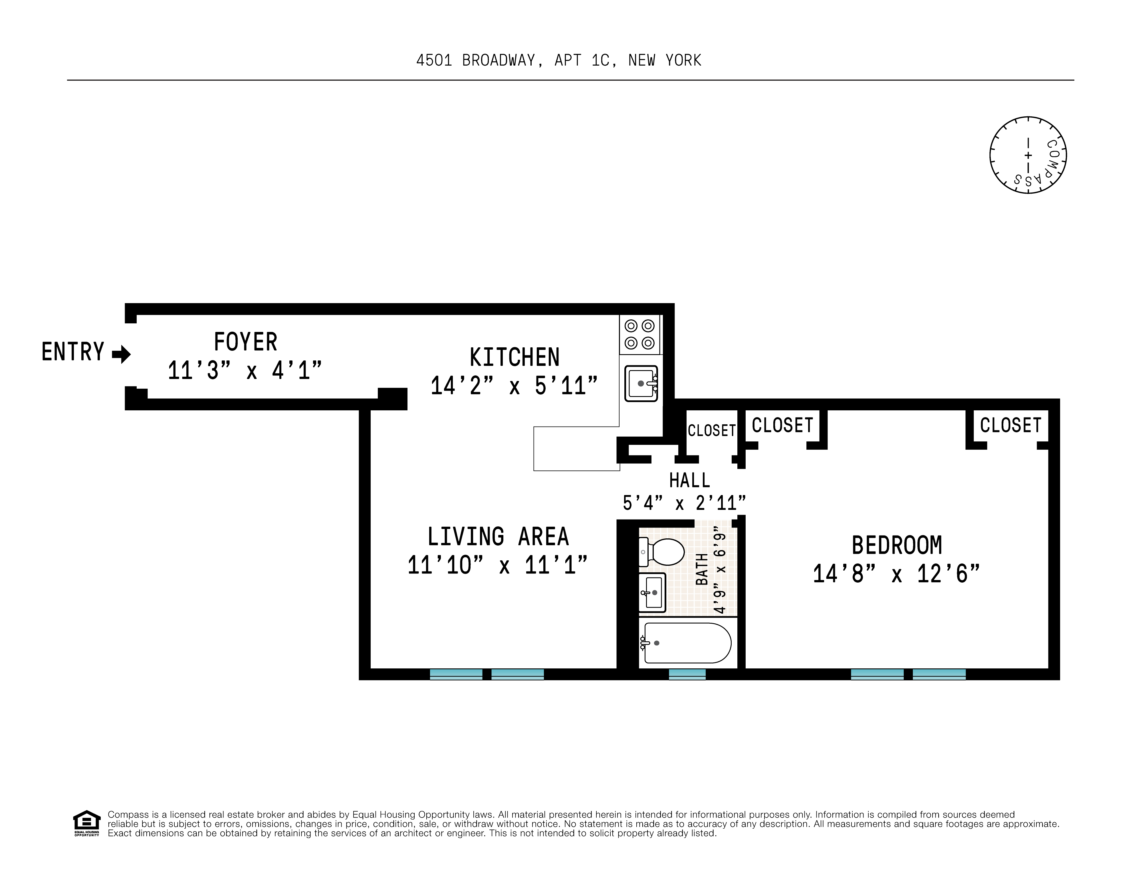 4501 Broadway, New York, NY 10040, 1 Bedroom Bedrooms, 4 Rooms Rooms,1 BathroomBathrooms,Residential,For Sale,Broadway,COMP-1657384423521048737