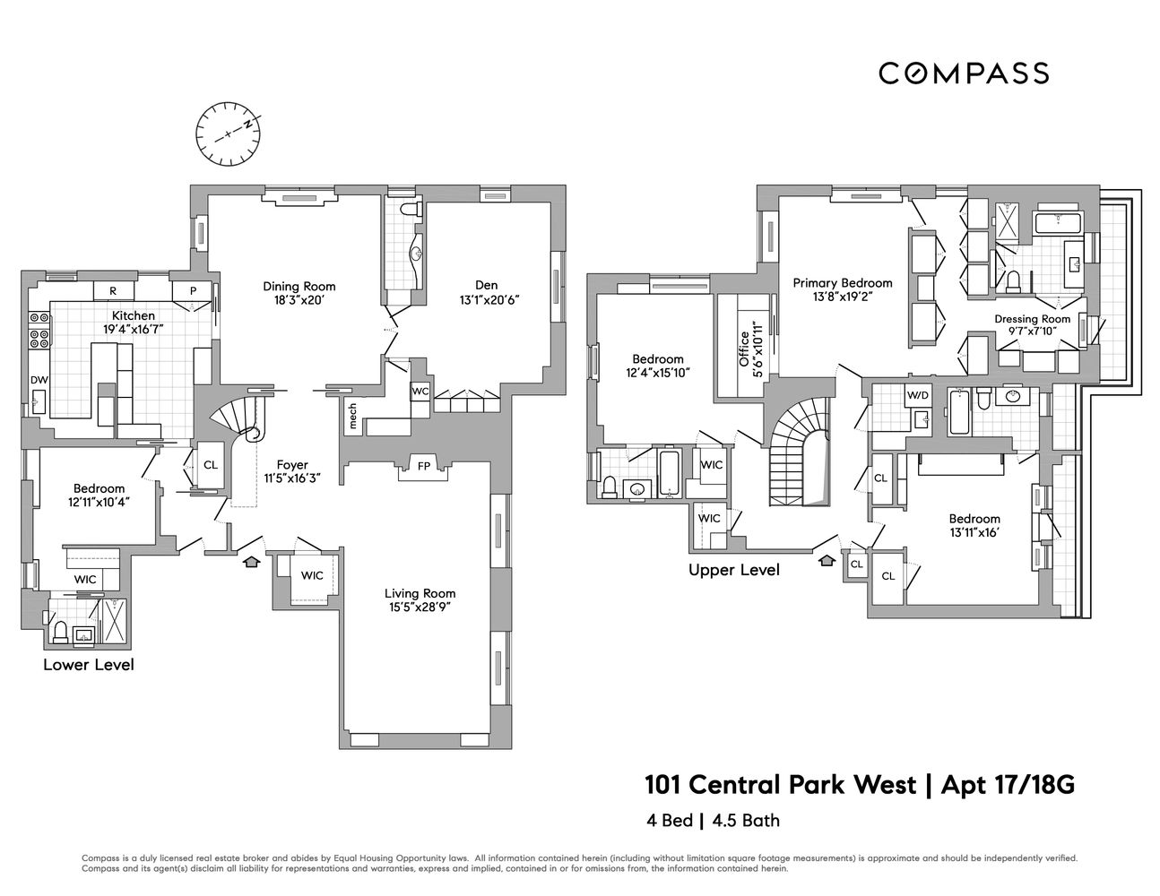 Floorplan for 101 Central Park, 17/18G