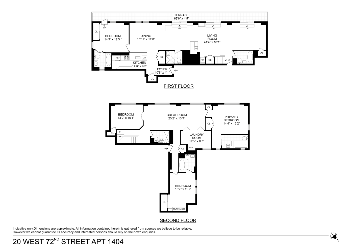 Floorplan for 20 West 72nd Street, 1404