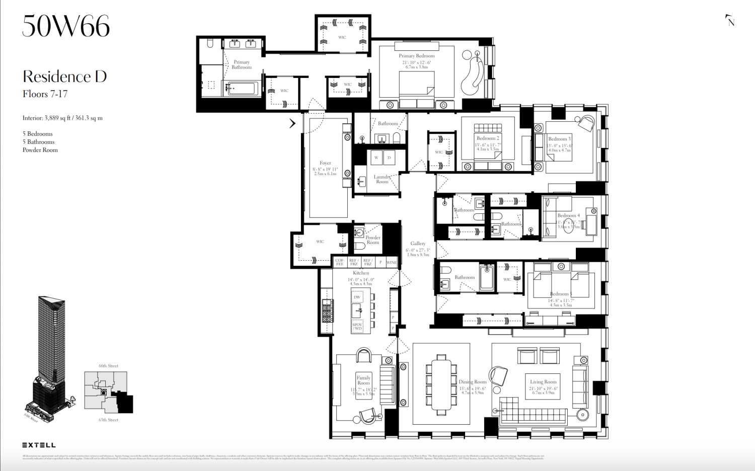 Floorplan for 50 West 66th Street, 7D