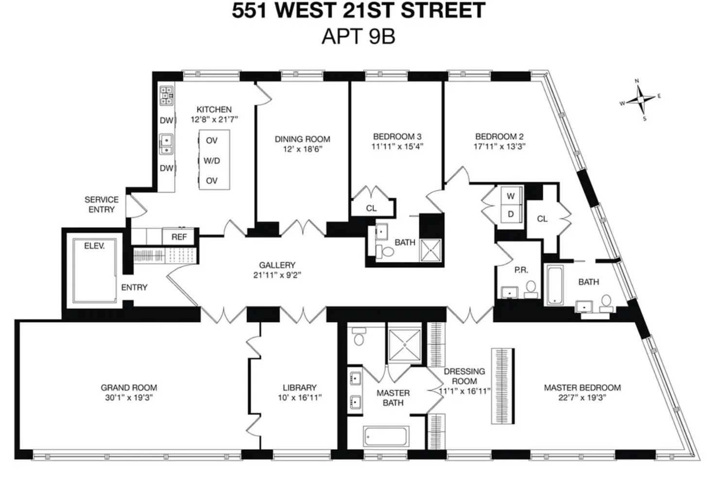 Floorplan for 551 West 21st Street, 9B