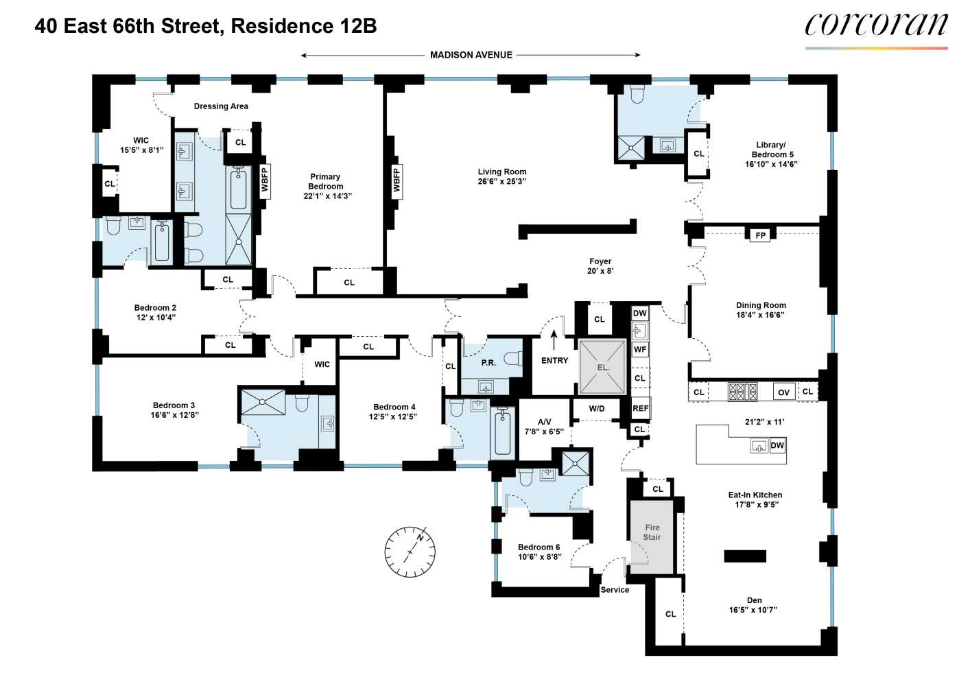 Floorplan for 40 East 66th Street, 12B