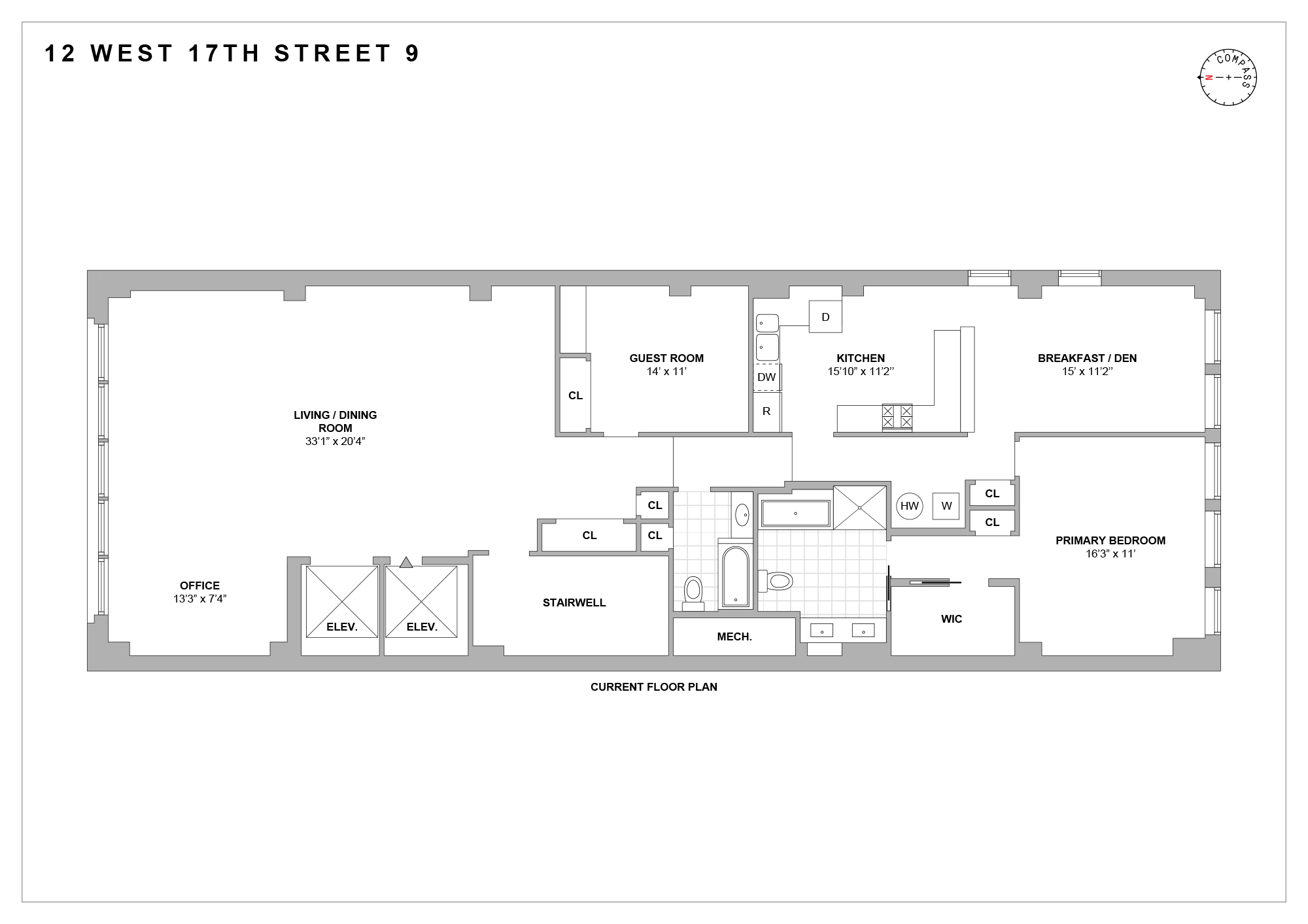 Floorplan for 12 West 17th Street, 9