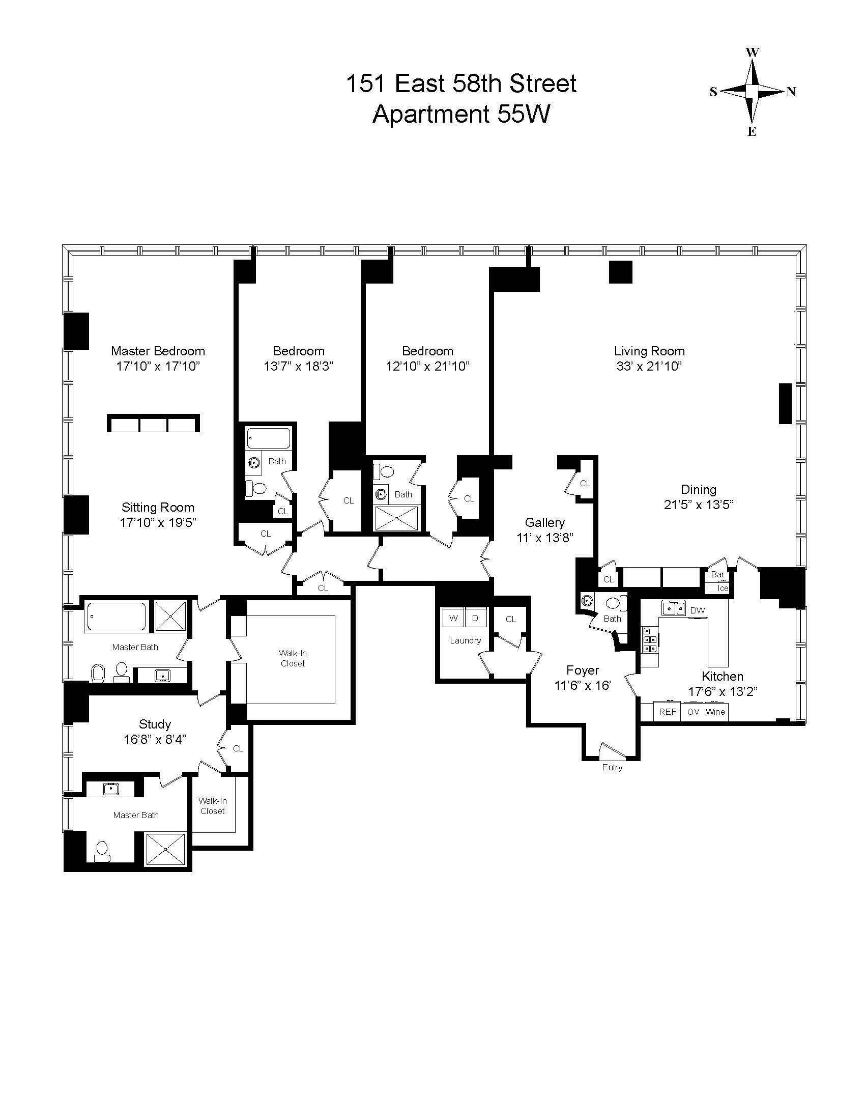 Floorplan for 151 East 58th Street, PH55W
