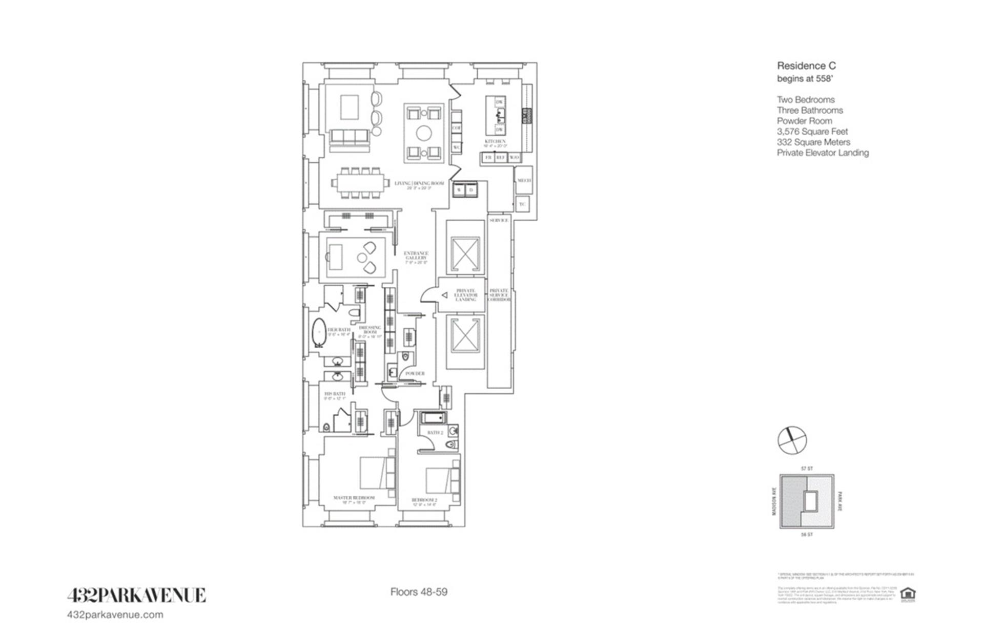 Floorplan for 432 Park Avenue, 50C