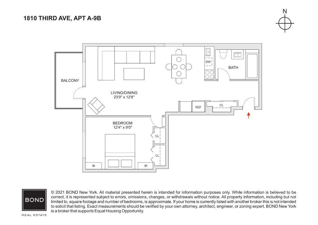 Floorplan for 1810 3rd Avenue, A-9B