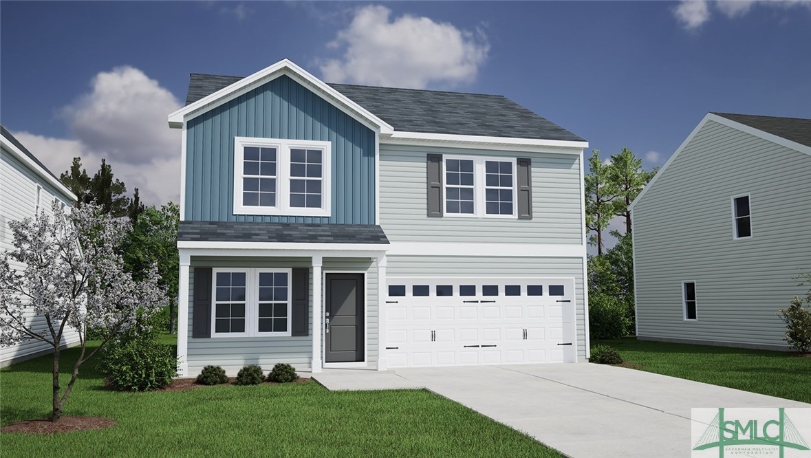 This Guilford by Mungo Homes is located within minutes from downtown Springfield, the Effingham County schools, and a short drive from the shopping and dining of Pooler, making it easy to enjoy the small-town feel. A welcoming entry offers a flex room that can be used as a dining area or additional living space. Just down the hall, a cozy family room is open to the kitchen that features stainless steel appliances, granite countertops, and space for bar seating. All bedrooms are located on the second floor and share a loft and conveniently located laundry room. Step outside to the backyard where you can enjoy the peacefulness of nature with views of a small pond and plenty of yard space for outdoor gatherings. A fully sodded yard with irrigation and landscaping also makes for easy yard maintenance!  Estimated completion: August / September 2024.