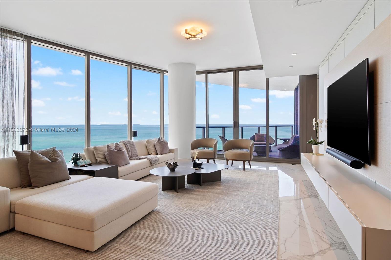 Welcome to the epitome of luxury living at The Ritz Carlton Sunny Isles, where this exquisite flow-through 4-bed & 4.5 bath oceanfront condo in over 3,000 Sq.ft. of living space awaits you.  Perched on the pristine shores of Sunny Isles Beach, this elegant furnished home offers spacious interiors & an open living space w/room for family & friends to relax & unwind. Located just minutes from upscale shopping, fine dining, & cultural attractions & conveniently positioned between Miami & Ft. Lauderdale, making it easy to access both cities & their international airports.
Enjoy 5-star Ritz Carlton services, including concierge, valet, 24-hour security, on-site restaurant, movie theater, wine lounge, spa, fitness center & so much more. Also available unfurnished for $4,550,000.