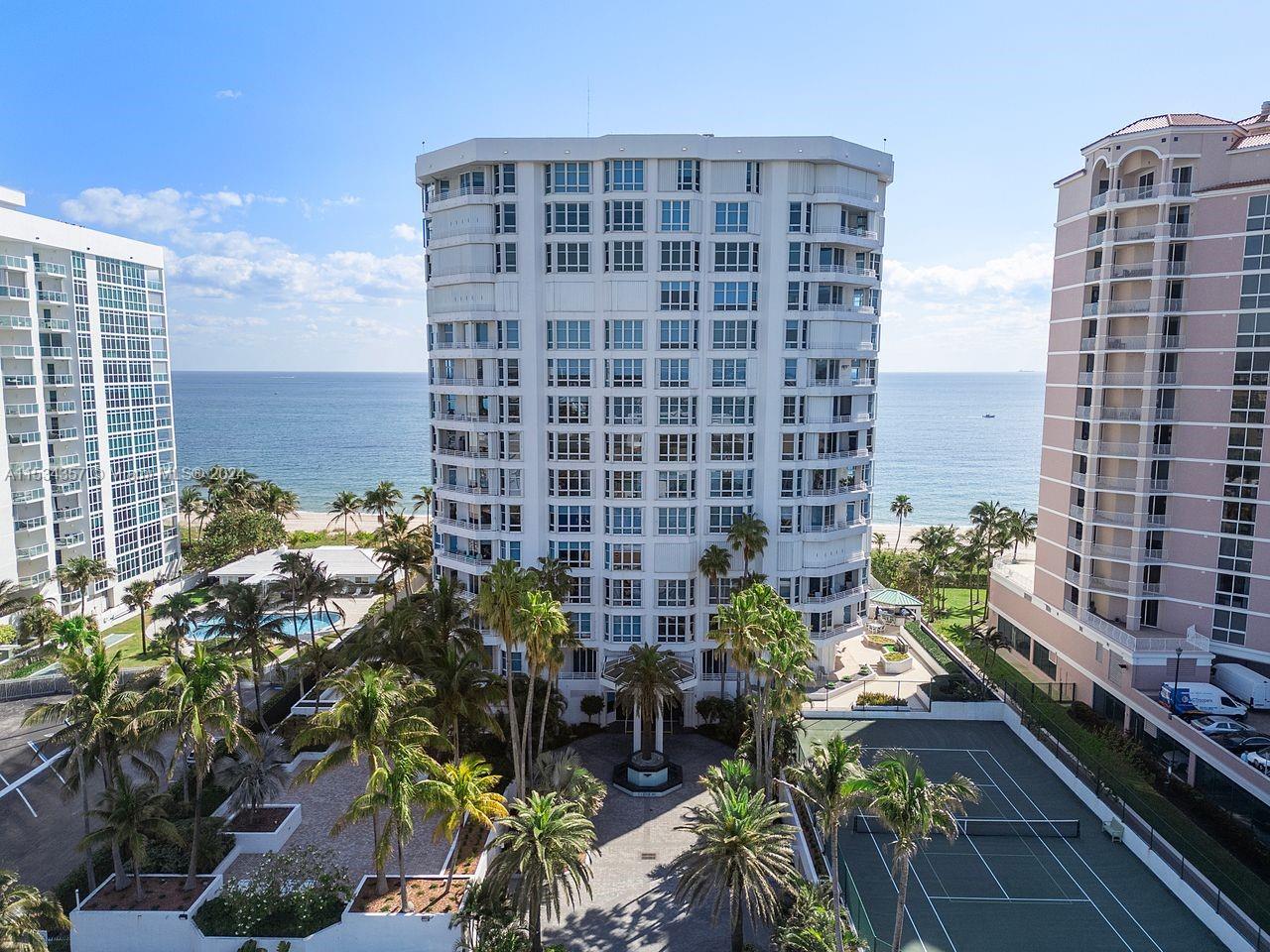 Welcome to The Corniche, a boutique building nestled in the heart of Lauderdale-by-the-Sea.  The highly coveted A line residence awaits your discerning taste.  Over 3,000 square feet of luxury living with direct ocean views gracing every room and a sprawling wrap-around terrace offers breathtaking southeast exposure.  This prestigious residence boasts three bedrooms and three baths, eat-in-kitchen and full bar.  With 2 assigned parking spaces and more, convenience is at your fingertips for both you and your guests. Amenities include a pristine pool, tennis courts, a lounge with a kitchen ideal for social gatherings, BBQ facilities, soothing sauna, and gym.  Embrace a lifestyle of luxury and tranquility at the Corniche, where oceanfront living reaches new heights of sophistication.