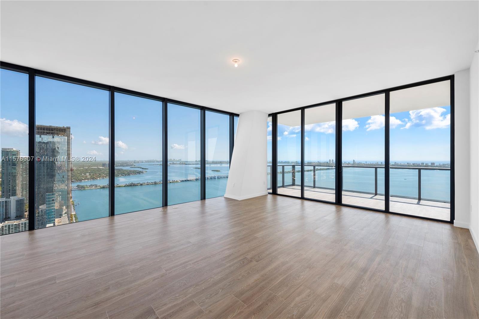 Exquisite living at Elysee in Edgewater! Furnished 4 BR, 4.5 BA + den with 4,557 SF of generous indoor and outdoor living/entertaining space. Enjoy panoramic views capturing both sunrise and sunset from the 48th floor of this corner flow through unit. Brand new construction completed with flooring, custom- built closets and motorized shades throughout. Conveniently located just minutes from the Miami Design District, the Beaches, Downtown and the Miami International Airport. Boutique building offers first class amenities including two pools, a waterfront fitness center/spa, 30th-floor sky-level library, screening and grand dining room in addition to 2 guest suites & butler service. Offered unfurnished*