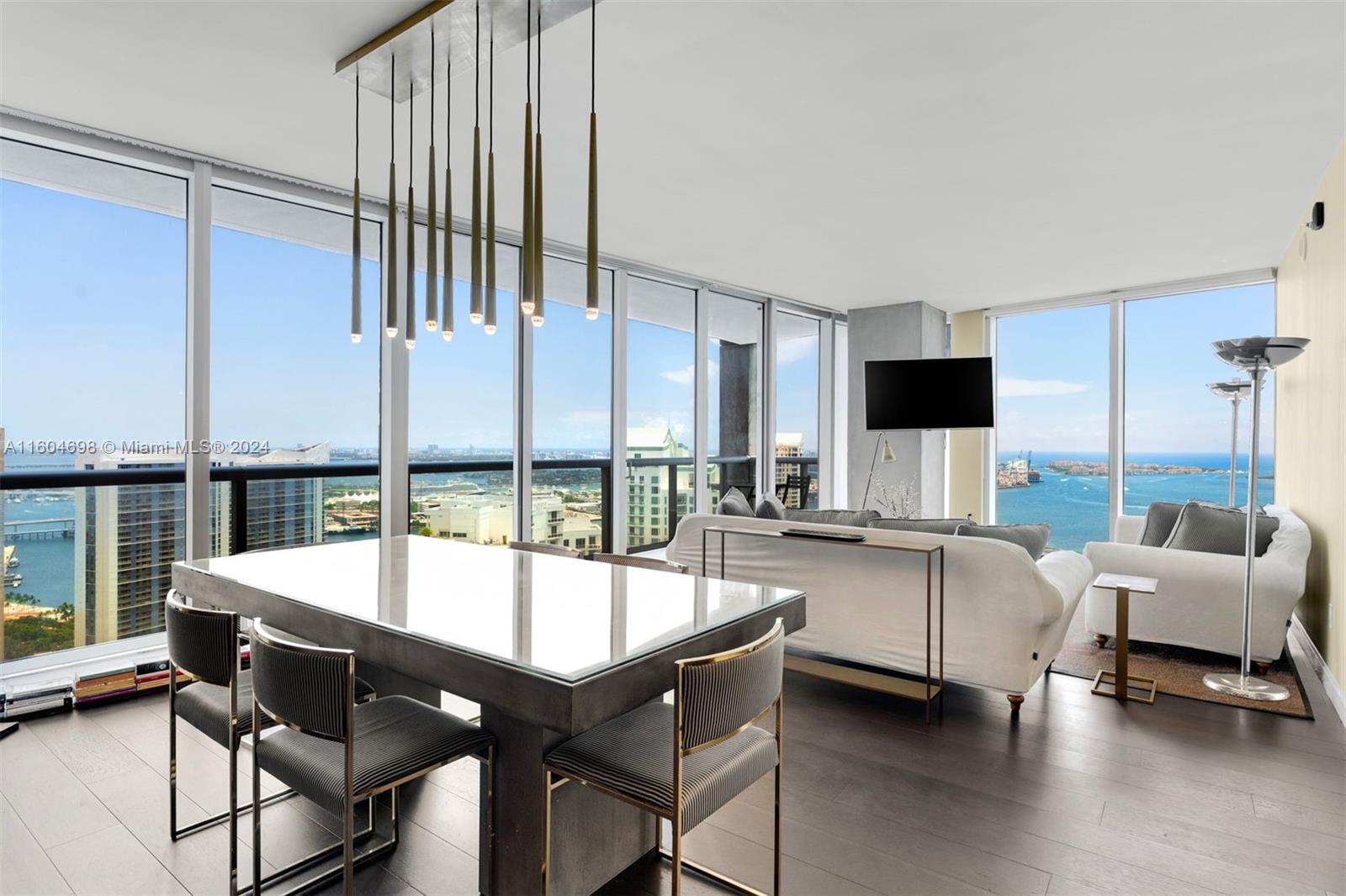 Rarely available, spectacular 45th Floor "D" Line -- largest at Icon Brickell and most prestigious! This high floor corner unit has stunning bay views towards Fisher Island and Key Biscayne and features: dark wood floors, recessed lighting, Italian doors, and built out closets. Unit can be sold furnished.