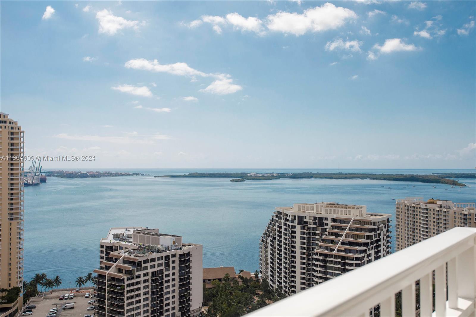 Nestled in the sophisticated Brickell Key, located on the 31st floor, this corner unit features breathtaking water views of Biscayne Bay. Fully remodeled with luxurious interiors, this 1,397 sqft residence details include a brandnew modern kitchen equipped with Bosch/Gaggenau top of the line appliances, beautiful porcelain floors, electric blinds, Italian light fixtures and NEW A/C. Experience sophisticated living at this wonderful island with resort-style amenities, a bayside pool, and state-of-the-art fitness facilities. Walking distance to Brickell City Center, and upscale restaurants.