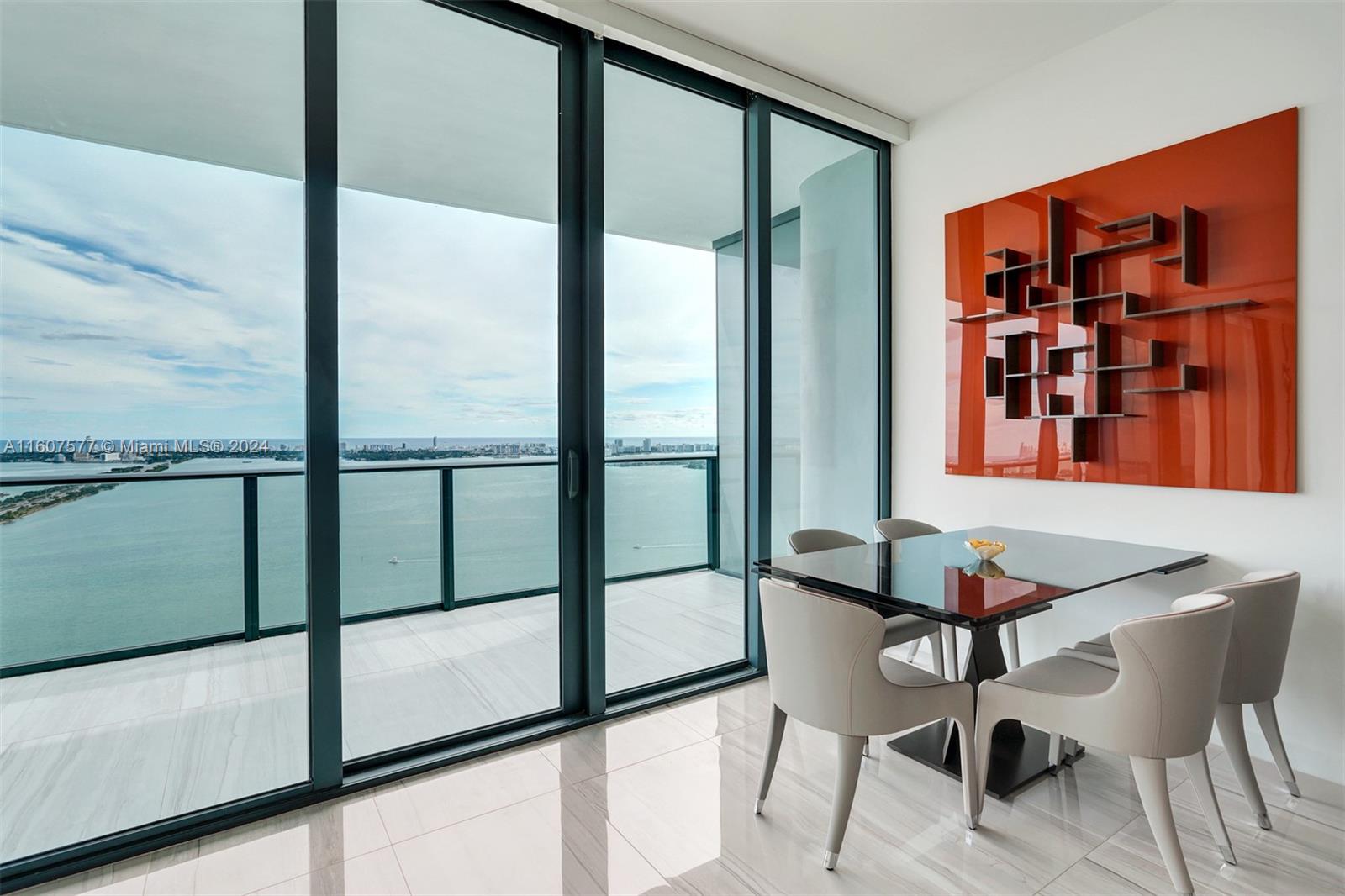 Custom finished and furnished residence with porcelain flooring, custom closets, window treatments. Sophisticated 1 Bedroom 1.5 bath + Office-Den unit in ONE Paraiso by Piero Lissoni. Luxurious finishes in kitchen and bathrooms, floor to ceiling glass panels to enjoy endless views to the Bay and the Ocean. Centrally located within Paraiso District in Edgewater. Extensive list of amenities: ground level pool, 2 pools on the 9th floor, 2 tennis courts, Bayview spa, Sauna, Steam room, spinning room, fitness center, massage rooms, screening room, party room, billiard room, wine room and more. One Paraiso offers a private enclave of luxury contemporary residences where breathtaking views over Biscayne Bay define a style of living that embraces both elegance and natural beauty. Easy to show.