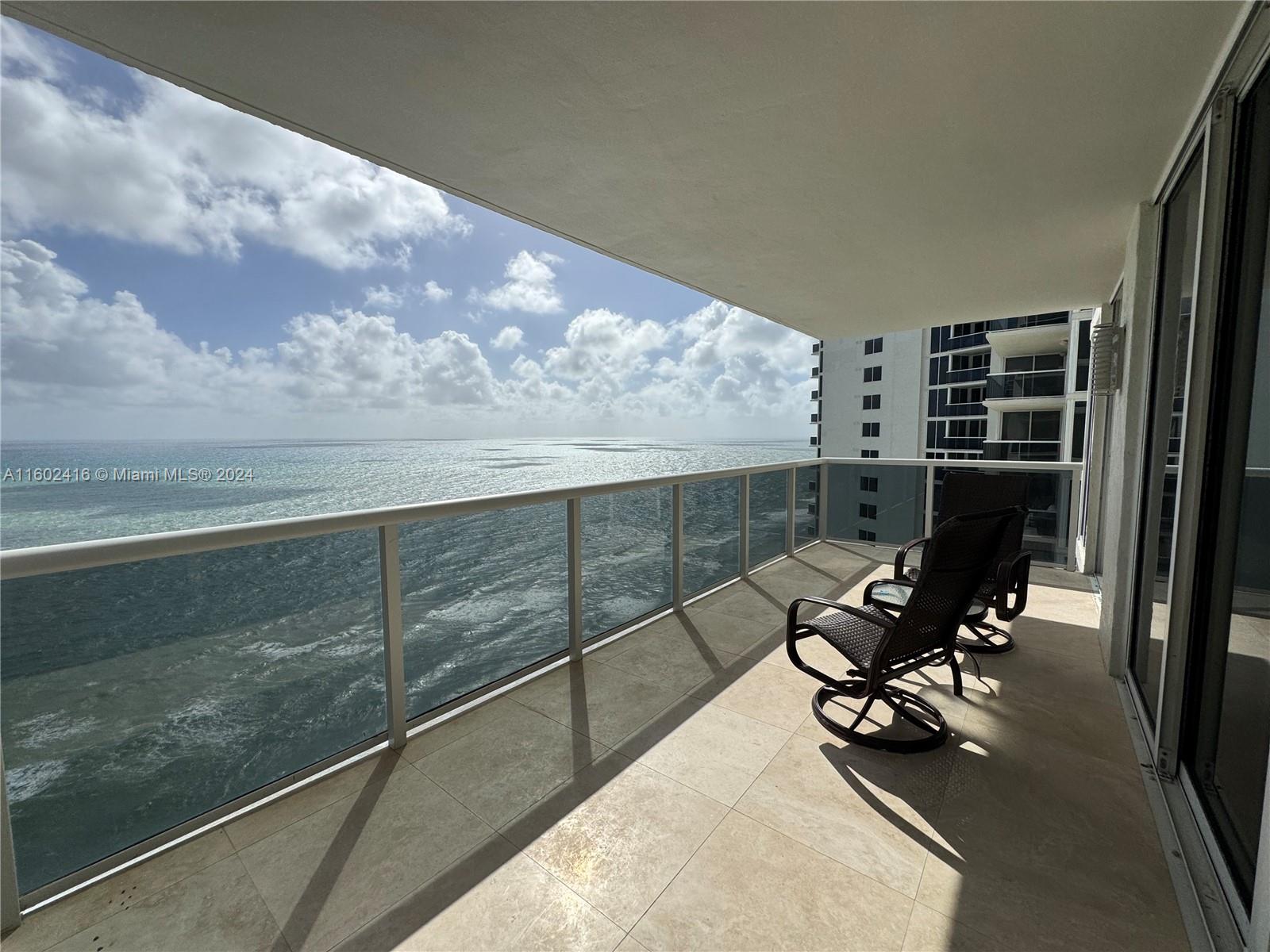 Discover breathtaking east and west views from this upgraded 3-bedroom, 3.5-bathroom, 2,440 sq. ft. oceanfront residence. Located in the prestigious Ocean Two Condominium in Sunny Isles Beach, this unfurnished home offers stunning sunrise and sunset vistas from its two terraces
Enjoy the convenience of private elevator access, 2 assigned Parking spaces, welcoming foyer with elegant marble floors throughout
This residence features a Mia Cucina kitchen, Venetian plaster walls, designer chandeliers, floor-to-ceiling windows, and electric shades
The primary suite includes his and hers bathrooms, added highlights include a private office, separate laundry room, and two covered parkings. The building provides exceptional oceanfront amenities
Both A/C units were updated in 2023.