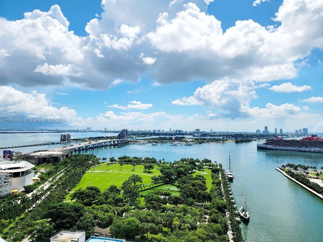 Welcome to luxury living at its finest in this stunning 1 BR+den/2 bath condo located in the prestigious 900 Biscayne!! Boasting DIRECT BAY VIEWS from every angle of the condo & the spacious oversized direct bay view balcony providing a breathtaking backdrop for everyday living. The den features a built-in Murphy bed, perfect for accommodating guests, as well as a home-based office setup. This condo is the epitome of modern elegance, featuring rectified easy care porcelain tiles inside & outside on the balcony. Kitchen w/granite counters & stainless steel appliances. Condo has been freshly painted. With high ceilings & an XL balcony, this condo offers the perfect blend of indoor and outdoor living spaces. Vacant and ready to close! 900 Biscayne features 2 stories of world-class amenities!