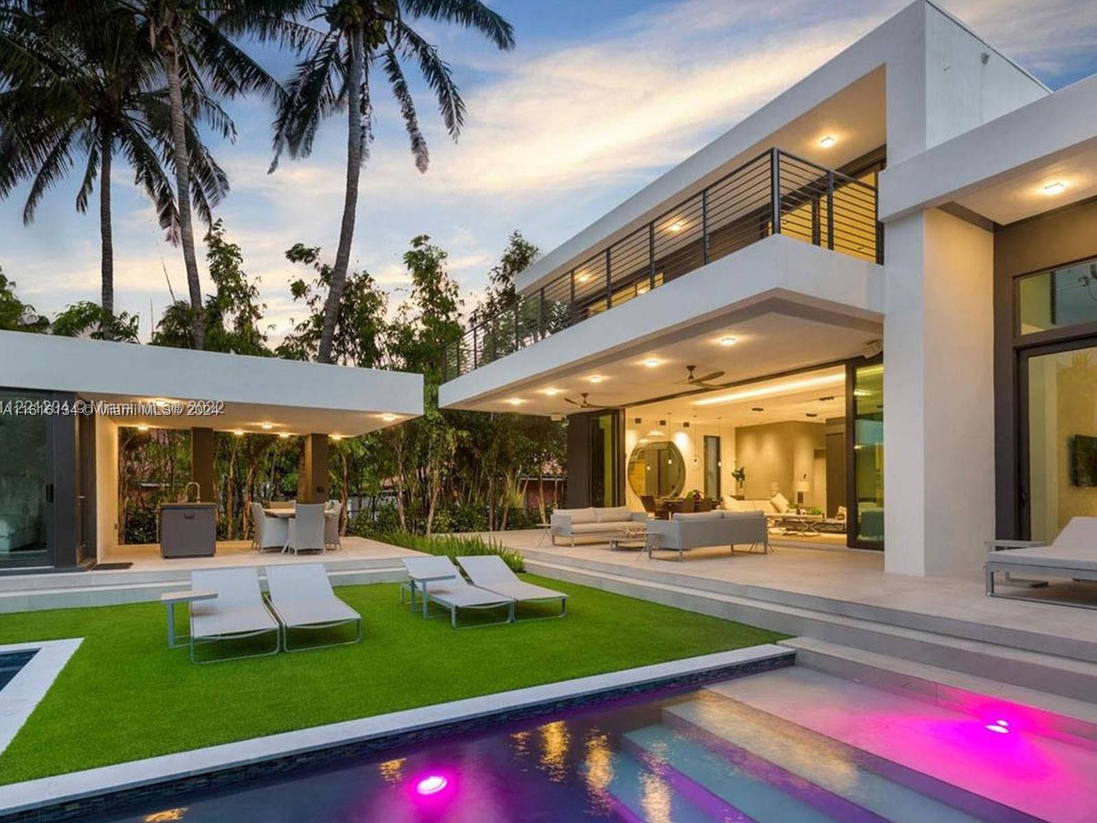 Contemporary House near Miami Beach Golf Club, cosmetic updates just completed —perfect for golf lovers seeking luxury. Designed by renowned French architect Togu, this modern gem offers 6 bedrooms, 6.5 baths, one of the bedrooms is the guest house by the pool area, 5,155 sq ft of refined living space on a 10,400 sq ft lot. Enjoy 11–16 ft ceilings, European white oak floors, and a chef’s kitchen with Miele appliances.The spacious primary suite features large walk-in closets and spa-like baths with LED lighting and rain shower. Oversized L-shaped Diamond Bright pool and summer kitchen, ideal for entertaining. Beautiful new park opening soon right across the street; in the best location in Miami Beach close to The Setai & One Hotel, Lincoln Road, Sunset Harbor neighborhood. Easy to show.