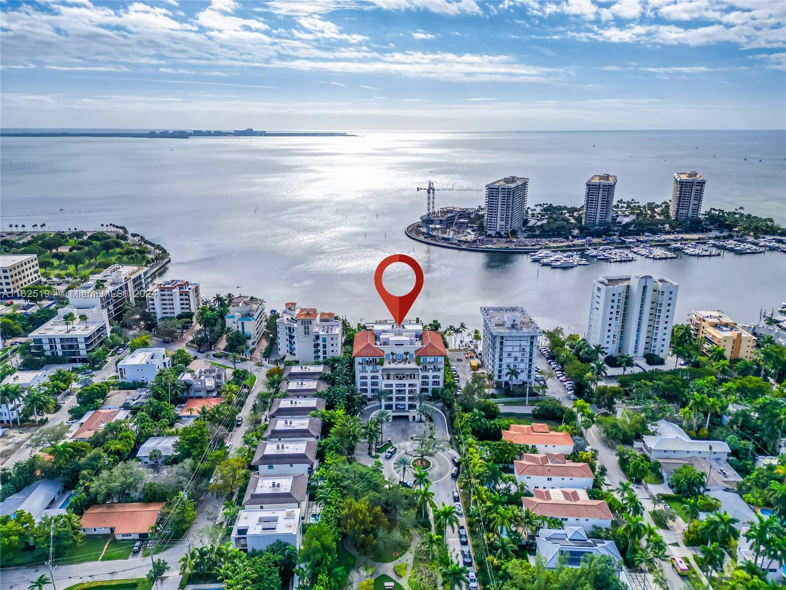 Private boutique building, unique condo w/water views of Biscayne Bay, total 18 private units in heart of Coconut Grove within Residences at Vizcaya. Only unit for sale w/boat slip included.  Located on 2nd floor offers 4 bedrooms + maids quarters & 5.5 bathrooms, private elevator, foyer, open floor plan w/high ceilings, European style kitchen, marble & dark wood floors throughout, family room, laundry room, spacious terrace w/ summer kitchen built in BBQ, one of the only units that features private heated pool overlooking the bay.Covered parking garage 2 parking spaces & 2 car lifts + space to park outside of building. 24HR concierge, private marina, community lap pool, small gym. Pet friendly. Steele Mini park directly downstairs.Walkability & bike trails near.Next to HCA Mercy Hospital