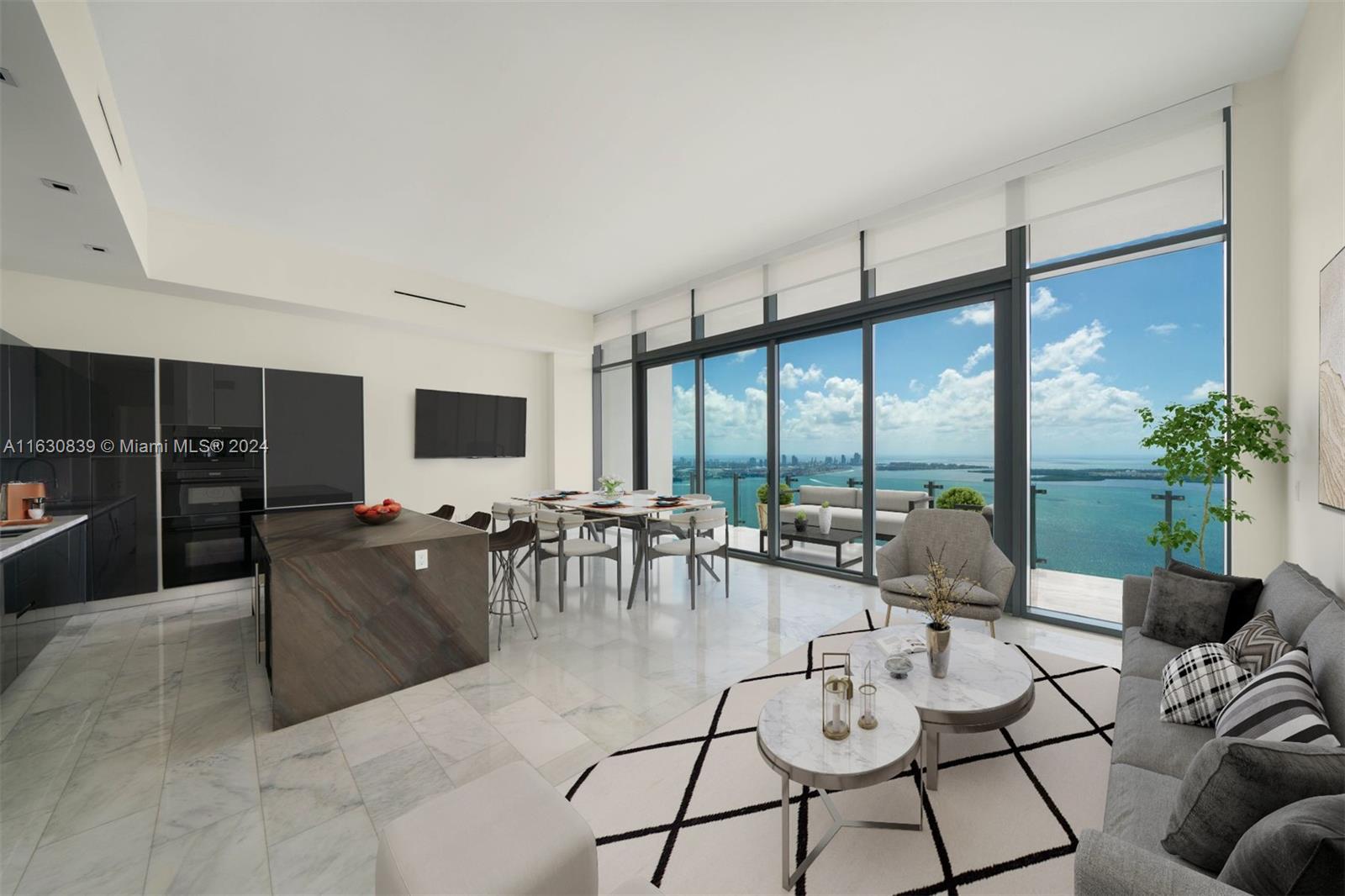 This meticulously designed 2,069 SF lower penthouse at Echo Brickell epitomizes ultimate luxury living, with a spacious layout, 3-BD, 3.5-BA, den, and panoramic views of the Bay and Miami's skyline. The eat-in kitchen boasts custom Italkraft cabinetry, sizable center island, Sub Zero refrigerator and wine cooler, and Wolf induction stove top, wall oven and espresso machine. Enjoy unobstructed water views from a beautiful terrace, with a barbecue. Additional features include a semi-private elevator, Calacatta Luxor marble flooring,12-ft ceilings, Apple home technology, Lutron lighting system,  automated shade system, and 4 parking spaces. Top-tier amenities include an infinity pool, spa, gym, valet, and 24-hour concierge service.