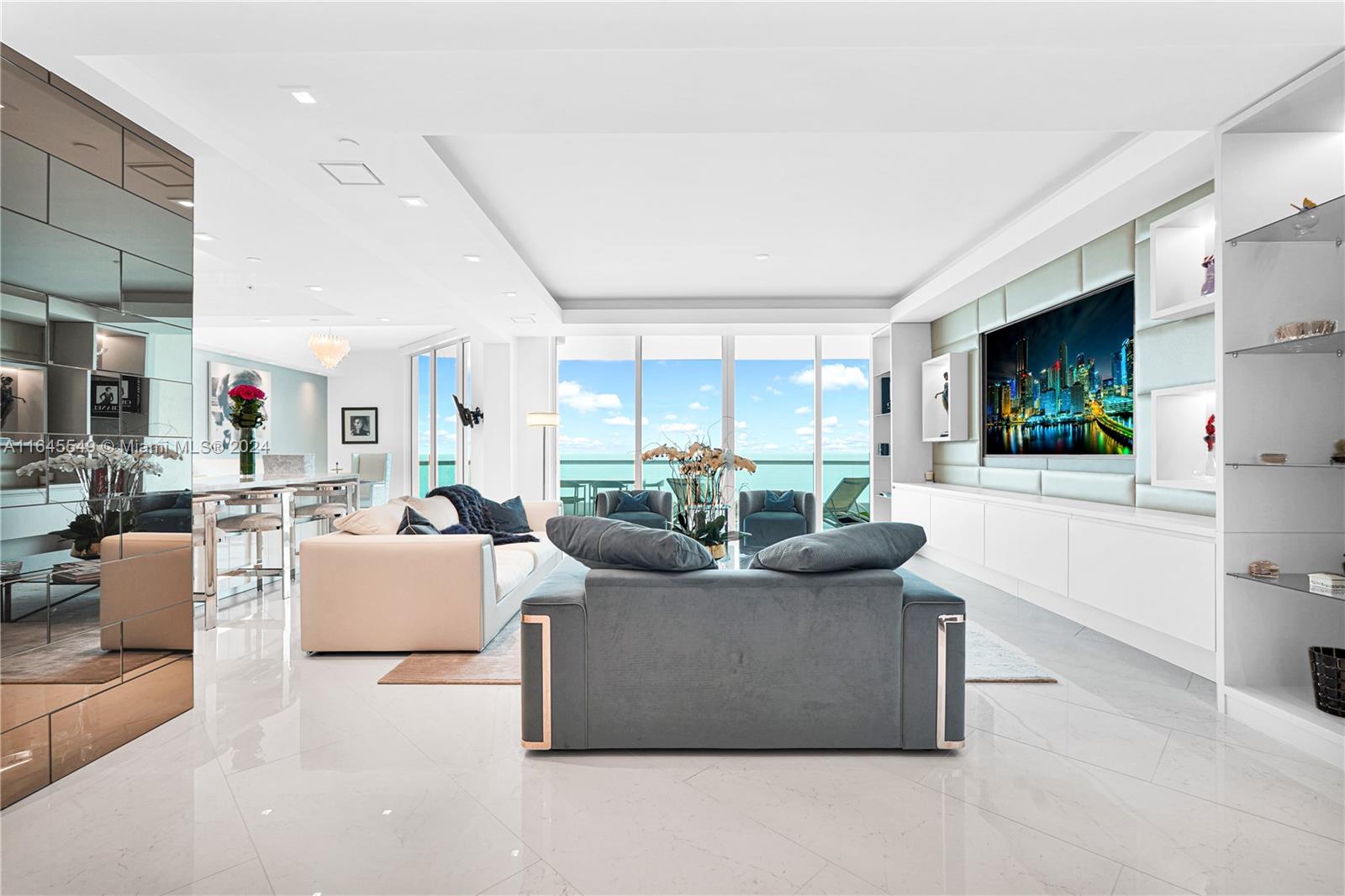 This luxurious, one-of-a-kind home offers breathtaking direct ocean and Intracoastal views from every room. Professionally designed & decorated by Jeffrey Howard, this residence features 3,500 square feet of meticulously remodeled space, showcasing high-end finishes with Fendi furniture and Creston system. The private elevator opens to an elegant formal foyer, leading to 3 bedrooms and 4.5 baths. Enjoy porcelain floors throughout, custom Italian walk-in closets by Pedini, Italian kitchen by Pedini & Eggersman , equipped with Miele and Thermador appliances. 
TOC 5-star resort-style amenities, including 2 heated pools, a private spa, beach services, a fitness center, a children's club, a hair salon, 2 restaurants with room service, gated entry, 24-hour concierge, valet parking, dog-park.