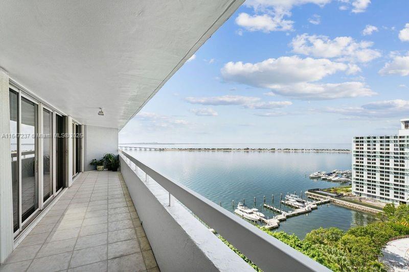 Direct Biscayne Bay views from this wonderful 2 bedrm 2.5 bath unit in Arquitectonica's iconic Imperial at Brickell Condo. Split floor plans offers maximum privacy w/ both bedrooms en-suite plus guest half bath. Tiled thoughout including expansive terrace accessed from every room. Spacious country french kitchen with newer appliances, updated master bathroom, unit freshly painted - ready for move-in. 40 year re-certification near completion, all amenities open for residents use. Wonderful amenities include  pool, lighted tennis court, fitness/gym, sauna, social room, bayside BBQ & entertainment area, ocean front bay walk, mini-market, valet.  Walking distance to Brickell area finest restaurants, free City of Miami trolley with svc to Design District.  Minutes from airport and beaches