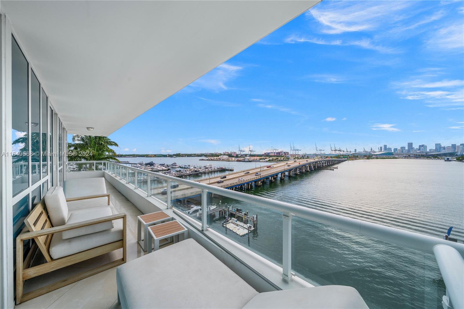 This open floor plan house in the sky located in the heart of south beach offers panoramic 120° wraparound views of the ocean, Miami skyline  . This one-of-a-kind unit boasts floor-to-ceiling windows, 9 ‘ceilings,  . Gourmet chef's kitchen is complete with top-of-the-line Gaggenau & Sub-Zero appliances.Huge wrap around Corner balconies over  Direct water views/no obstruction Marina downstairs/concierge . Your home and your boat in the same spot..Best sunset in Miami.The Bentley Bay is a full service luxury building located across the street from the newly opened Canopy Park, and in proximity to the Beach, and some of the best restaurants Miami Beach has to offer. Its residents enjoy the infinity pool, gym, sauna and steam room on the premises, and all the services of a luxury building.