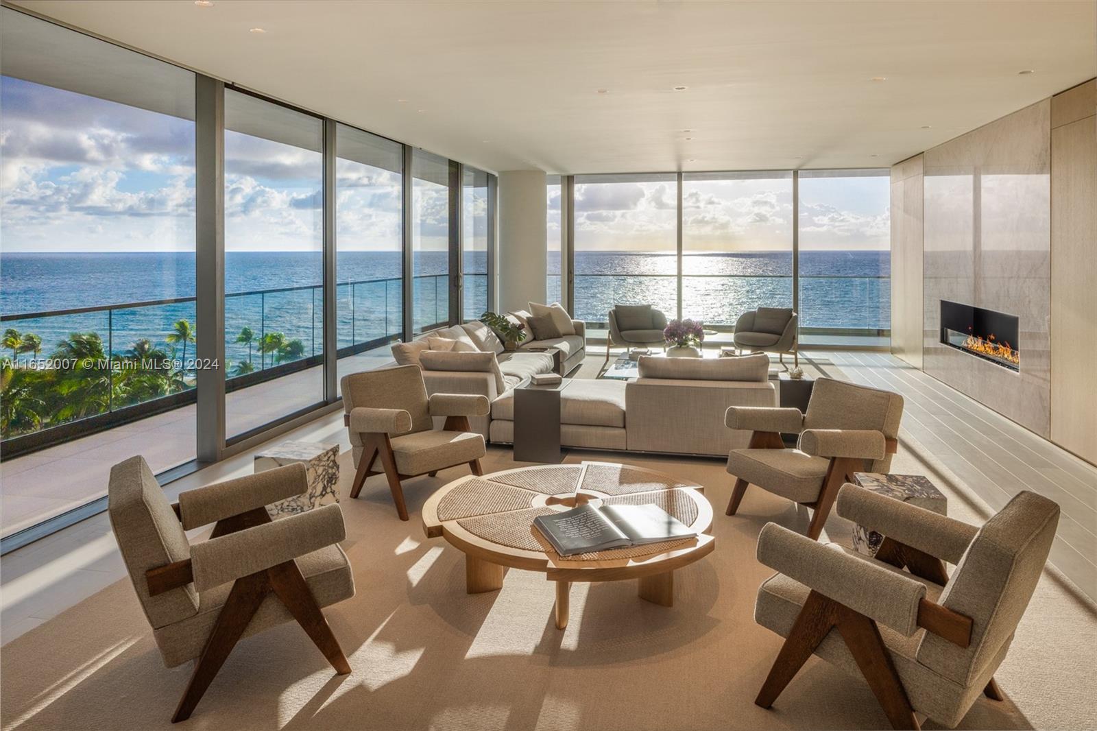 Floating above the Atlantic- welcome to this exquisitely redesigned luxury retreat of 5,780 total SF with direct ocean, sunrise and sunset views. Located in the prestigious Oceana Bal Harbour, this multi-million dollar gut-renovated unit by renowned interior designer Deborah Wecselman boasts an open-concept layout featuring a gourmet Eggersman kitchen with Gaggenau appliances, elegant Ecosmart fireplace, Dayoris custom doors, Lutron integration, Arabescato Corchia and Calcutta Gold Borhini Extra stone, and expansive terraces with over 1,500SF for seamless indoor-outdoor living. 3 Bed + den that can be made into 4 Bed. Luxuriate in world-class amenities, including 2 main pools, 2 clay tennis courts, gym, spa, restaurant and 24-hour concierge and security services.