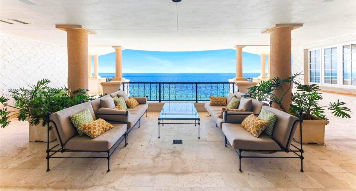 First time on Market Best "G" floorplan. 3 Bedrooms 3.5 baths with large den approximately 4,590 sq ft living and 1,141 sqft of wrap around magnificent balconies direct on ocean. Premiere building.  Two parking spaces and two golf cart spaces.