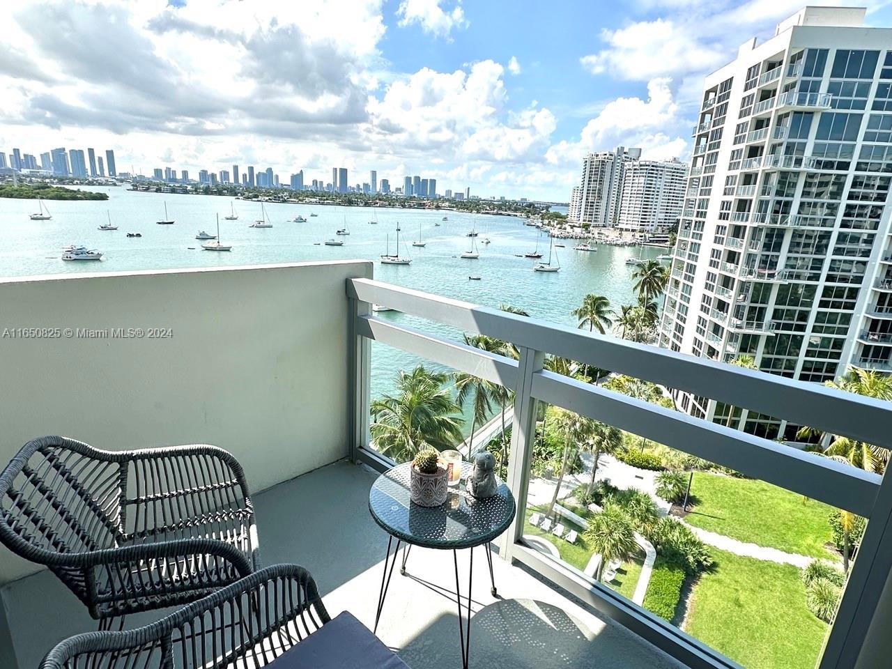 Large corner Unit 40 line 1 bedroom 1.5 baths 9th floor with spectacular Direct Bay and Downtown Miami views from every room. Perfect for monthly rentals, 30 day minimum, 12 times a year. Income property or live and work from home. Walking distance to Lincoln Road shops, Restaurants, Beaches and more. The building offers 24 hr security, State of the art gym, convenient store, restaurants and bar with pool service, doggy park, in house cleaners, valet parking and parking available. Best views from this centrally located condo, luxury living! A must see!