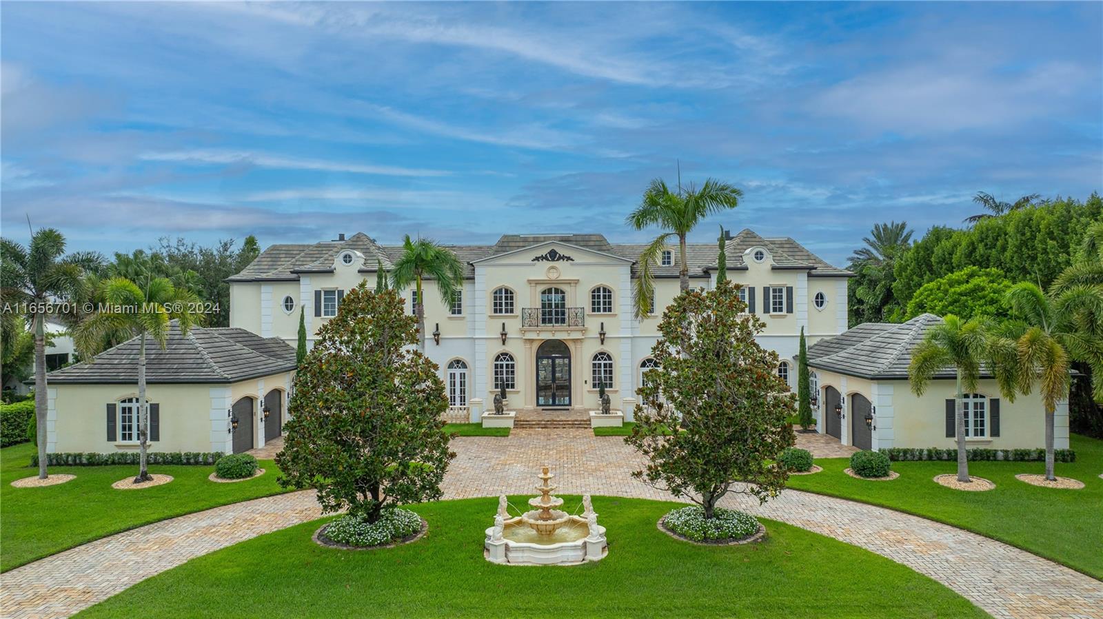 Welcome to "Bella Maison", a 2-story estate in the gated community of Windmill Reserve, Weston FL. 8BR/8FB/2HB, 4-car garage, Travertine circular driveway, on protected natural preserve w/ western sunsets. Marble & wood flooring, incredible gourmet kitchen, large island, walk-in pantry, granite, Wolf gas range & high-end appliances, 2 new Bosch dishwashers. Featuring home theater, game room, gym, elevator, bar/billiards room, office study, sunroom, up/down laundry rooms, 5 marble fireplaces & impact glass and doors. Owner's suite w/ vast walk-in closets. French-renaissance style w/hand-painted artistry, crown moldings, gold/silver leaf foil & murals, 3 balconies, 2 fountains, decorated lions, lush landscape, heated pool & spa. *New roof in 2015. *5 new A/C units. This home is a must-see!