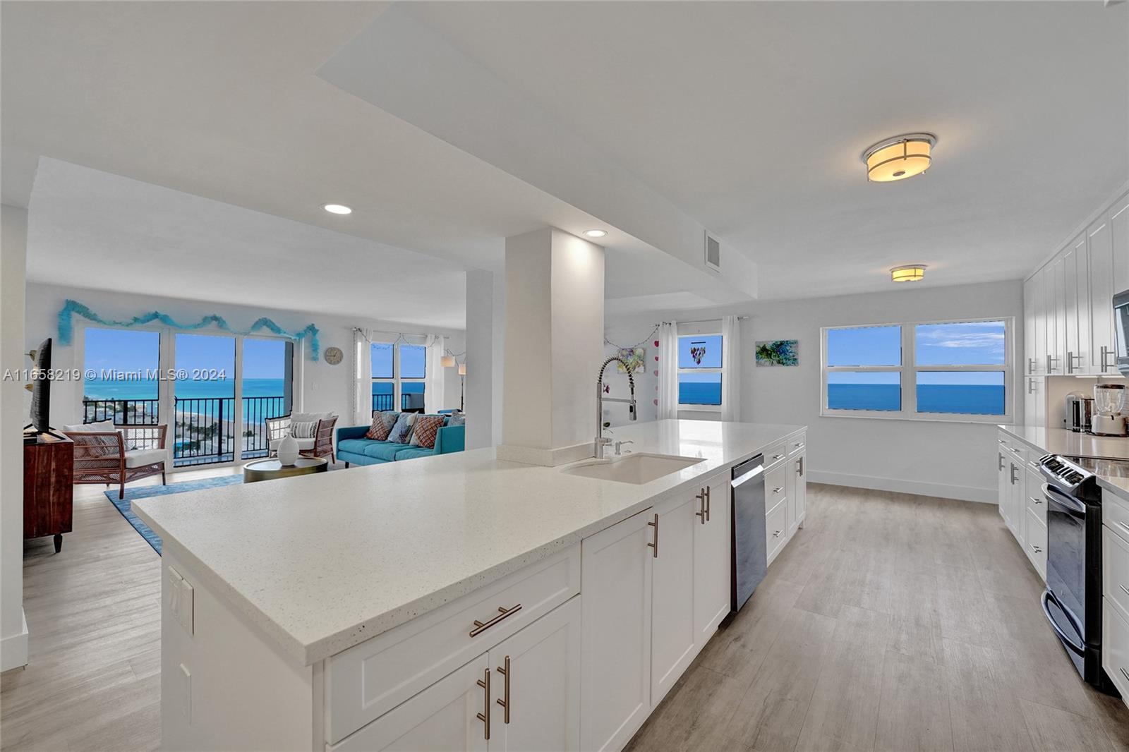 RENOVATED OCEANFRONT 3 BED, 2.5 BATH CONDO OFFERS 2,000 SQ. FT. OF LUXURY LIVING WITH DIRECT OCEAN VIEWS FROM THE MOMENT YOU WALK IN. PRICED UNDER $1 MILLION, THIS IS A RARE OPPORTUNITY TO OWN A MODERN, COMPLETELY UPGRADED BEACHFRONT PROPERTY.
THE NEW OPEN-CONCEPT KITCHEN FEATURES WHITE QUARTZ COUNTERTOPS, EUROPEAN CABINETRY, AND AN OVERSIZED ISLAND. ALL BATHROOMS HAVE BEEN RENOVATED WITH DESIGNER MOSAIC TILE, UPGRADED SHOWERS, AND HIGH-END FINISHES. LOCATED ON THE 18TH FLOOR WITH PANORAMIC VIEWS OF THE OCEAN TO PORT EVERGLADES. TWO GARAGE PARKING SPACES INCLUDED. THE SUMMIT OFFERS A RESORT LIFESTYLE WITH TWO HEATED POOLS, RESTAURANT, PICKLEBALL, TENNIS, BASKETBALL, GYM, SAUNA, AND EVEN A PUTTING GREEN. 15 MINS TO FLL AIRPORT AND AVENTURA MALL.