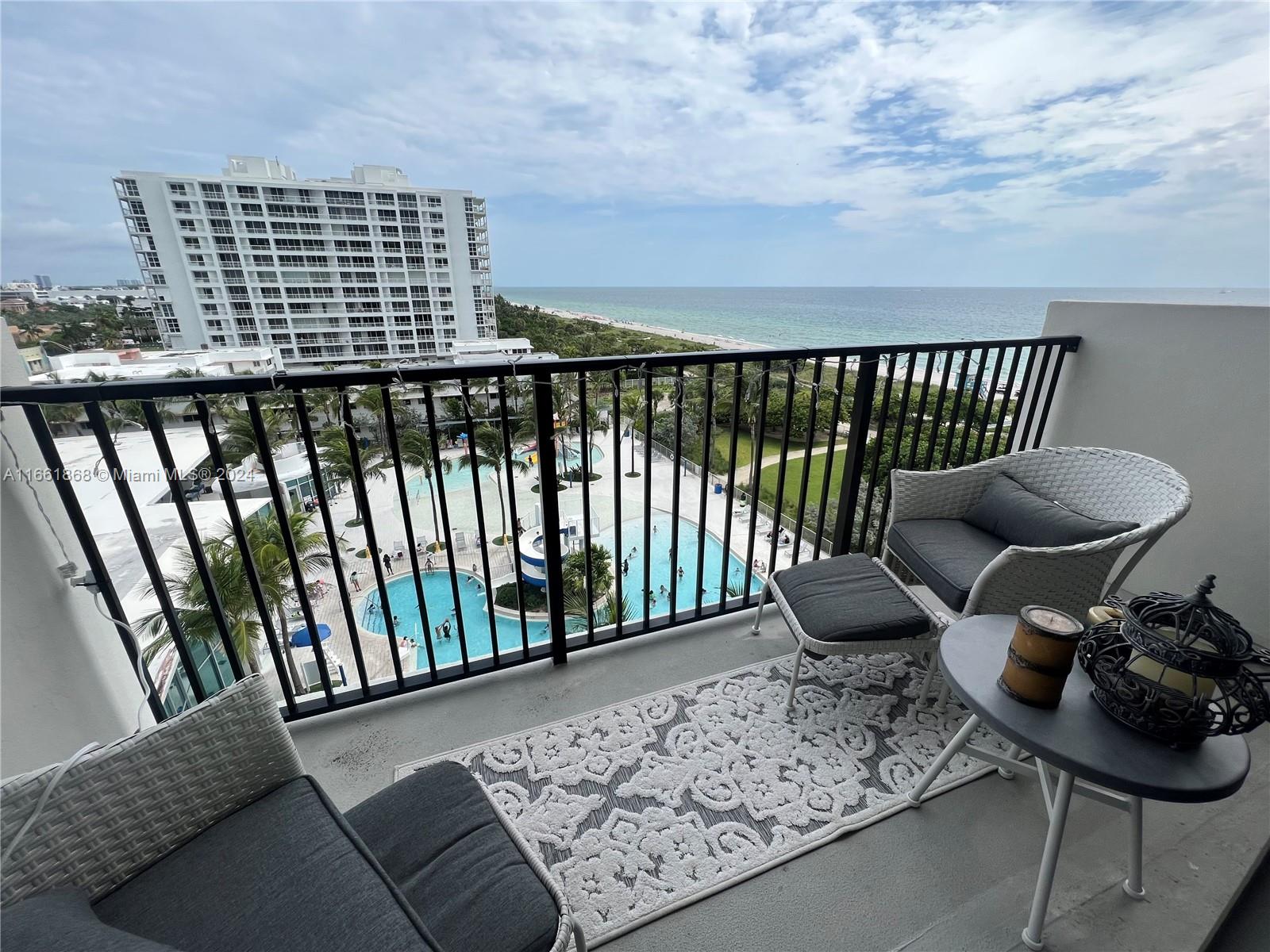 A breathtaking ocean view in the heart of Surfside,  2  bedrooms and 2 full bathrooms, washer and dryer in the unit, centrally located, and convenient to all! restaurants, boutiques, temple, excellent public school, and Bal Harbour Mall. 
It is located next to the community center, which offers an Olympic-sized swimming pool, full beach service, and selective fitness classes.

This unit is currently leased until August 2025.