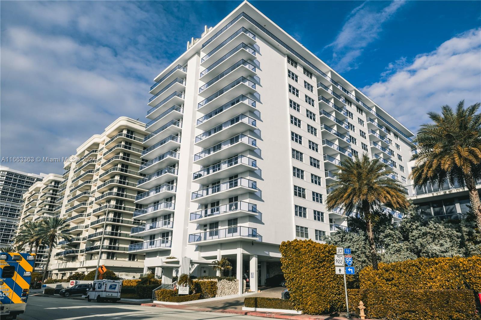 Live where people vacation! This beachfront property is centrally located in the heart of Surfside, one block from Surfside Community Center, 1/2 block from the Bal Harbour Shops.  Walk to Publix, drug store, post office, fine dining and houses of worship. Amenities include 24-hour security, reception desk, cable, internet, water, trash, an exercise room, business center, social room, pool, common laundry on each floor and a fenced backyard with access to beach with beach services. Unit has windows and balcony with Southern exposure and views of the ocean and pool deck. The building has recently gone through extensive renovation and modernization including impact windows and glass balconies.