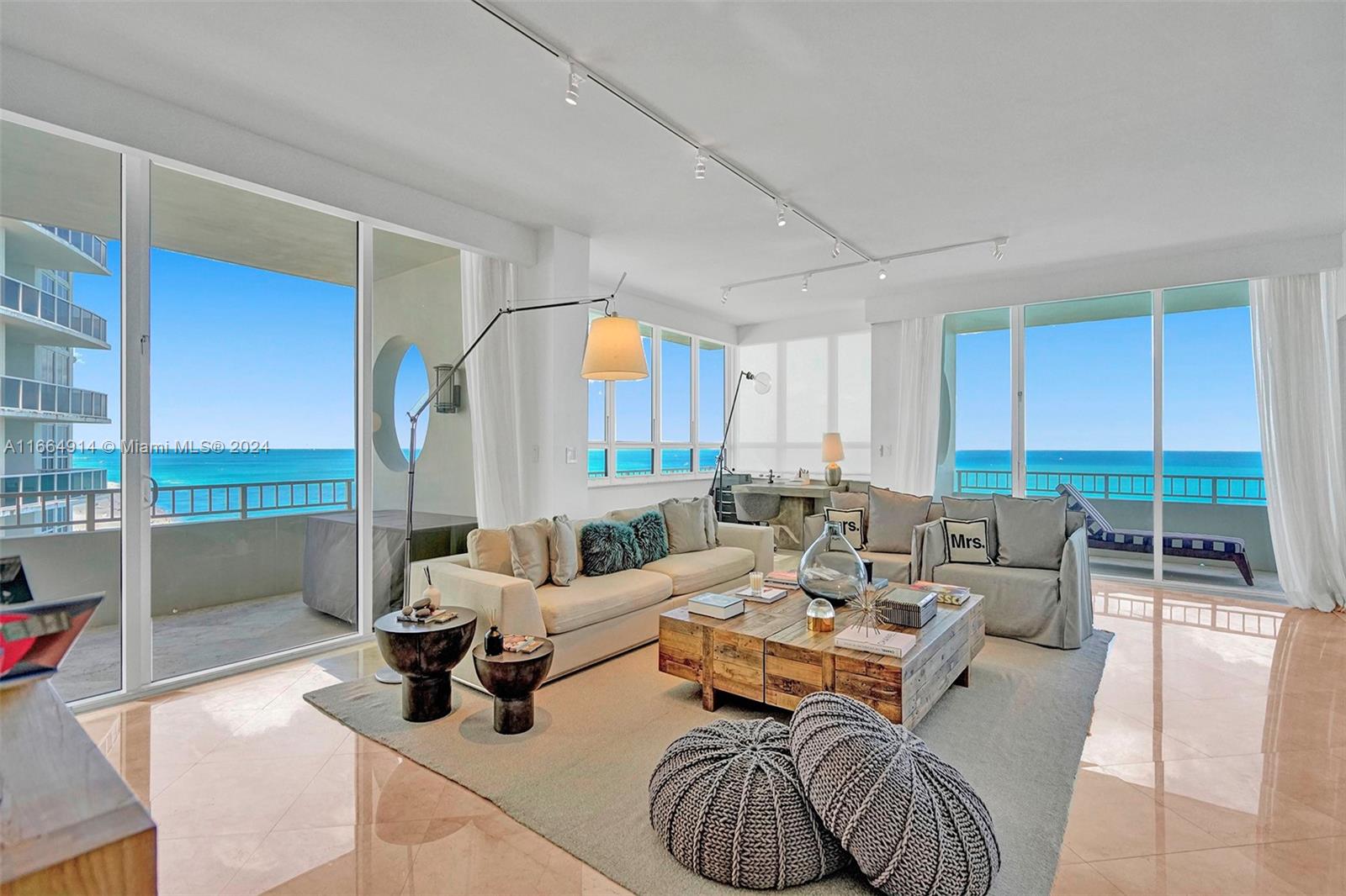 Completely remodeled and spacious 3 bedroom/2.5 bathroom corner penthouse at Kenilworth, on the beach at Bal Harbour. Direct ocean views. Integrated kitchen with open concept layout, Italian cabinetry and quartz counters. Marble and natural sisal flooring. Two large terraces excellent for entertaining. Hurricane impact windows. Building has plenty of amenities like heated pool, beach club, health club, sauna, and more.