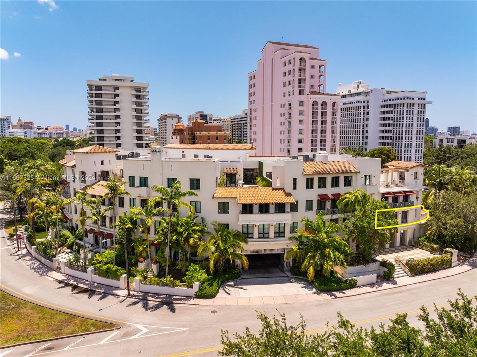 Discover your sanctuary in the epicenter of the City Beautiful in this rarely available unit in Avignon—Coral Gables’ hidden gem. Avignon is a sophisticated boutique building on a tree-lined street, a block from Granada Golf course, near famed Miracle Mile, & less than a mile from the iconic Biltmore Hotel. Spanning 2,000 sq ft, this residence features 3 spacious bedrooms & 2.5 baths. A large, covered terrace is perfect for family dinners alfresco, & continues with an open veranda overlooking the picturesque pool & bougainvillea-adorned pergolas—ideal for entertaining. Impact doors/windows, neutral stone floors, ample closet space, & laundry room complete the space. Building features secure gated entry, 2 garage parking spaces, & gym, making this unit a unique find!  A Very Special Home.