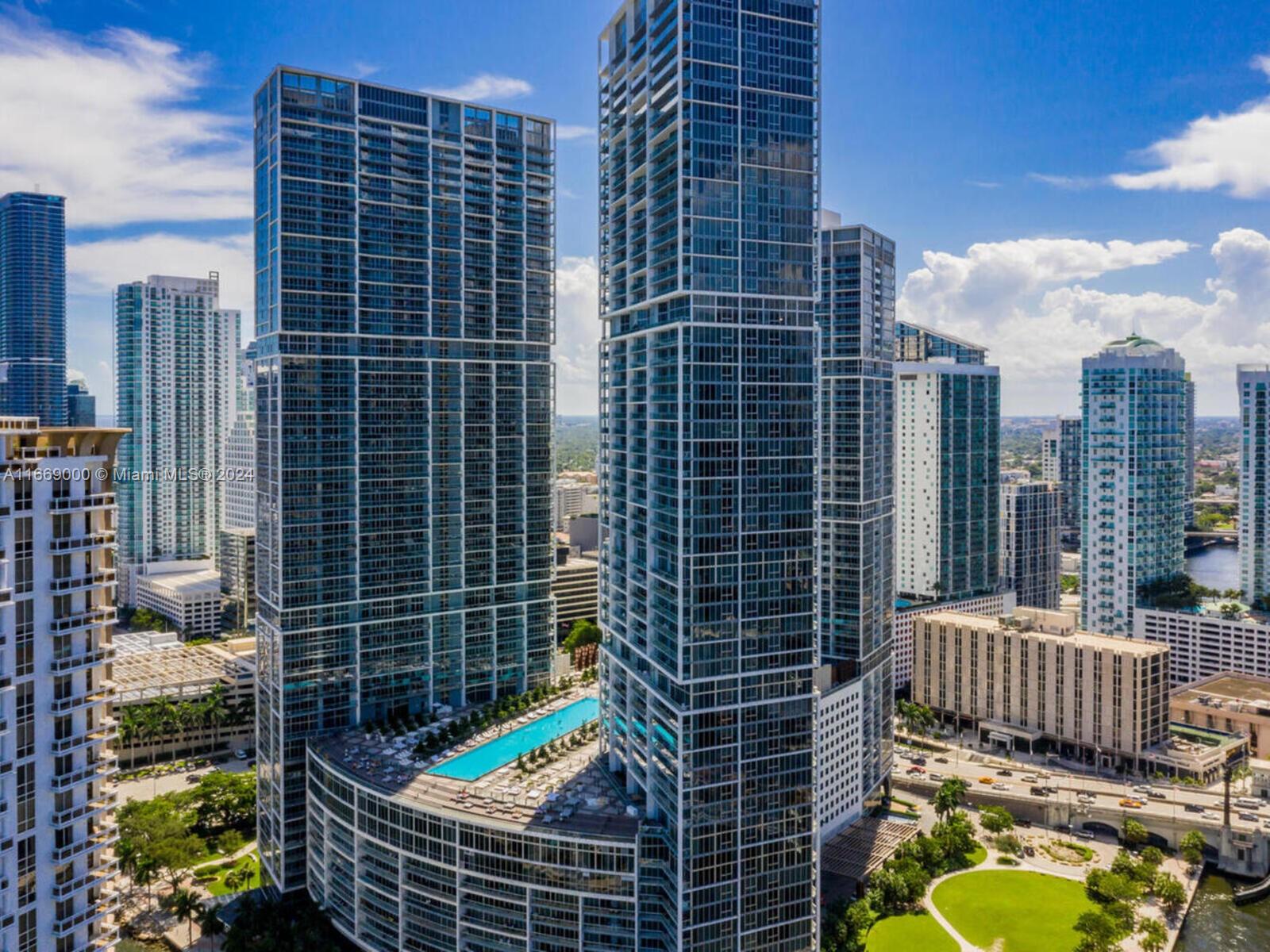 Icon Brickell Tower One! This stunning 2-bed, 2-bath corner unit features floor-to-ceiling windows offering breathtaking views of the Miami skyline, the Miami River, and Downtown Miami from a high floor. Enjoy luxury finishes like a Sub-Zero refrigerator, Wolf kitchen appliances, and elegant Italian cabinetry. Amenities include a full-service spa, 24/7 concierge and valet services, and a state-of-the-art gym with fitness classes. Relax on the expansive 2-acre pool deck, ideal for soaking up the Florida sun. With on-site dining at Cipriani and Cantina La Viente, everything you need is at your fingertips. Located in one of Brickell's most vibrant areas, this unit is a must-see for those seeking luxury living. Don't miss this incredible opportunity! NEW AC unit just installed