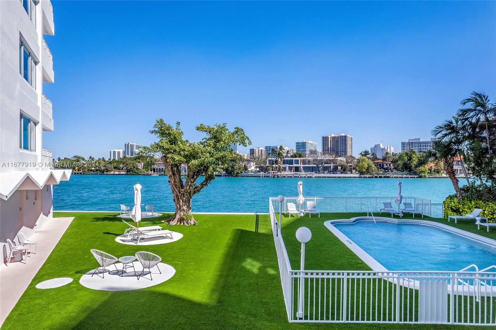 Completed and beautifully renovated waterfront unit with balcony and water views in the prestigious Bay Harbor Islands. This 1 bedroom, 1 bathroom unit is furnished with fully equipped kitchen. Free high speed internet and smart TV’s! Enjoy the pool and do your workout at the building gym facing the canal. Short walk to beaches, world class shopping and restaurants.1 parking included and additional spaces for a fee. Easy to show.