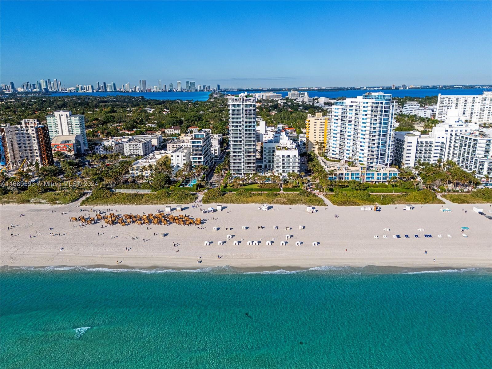 The Caribbean Residences honors its glitzy Art Deco hotel past with historic architecture, original terrazzo floors, and decor reminiscent of the glamour of postwar Miami Beach. Encompassing an entire beachfront block in the heart of Mid Beach, The Caribbean has since been reimagined as a luxury boutique condominium offering 5 star service and amenities. S-1401 is a newly renovated high floor direct ocean fully furnished turnkey condo featuring floor to ceiling glass windows and unobstructed ocean views from every room. This contemporary home in the sky includes a 100 foot long 900 sf wraparound balcony providing an extraordinary crystal blue paradise. Enjoy 24 hour concierge, valet, security, full service beach, pool, spa, gym, media room, conference center, cigar humidor, wine vault