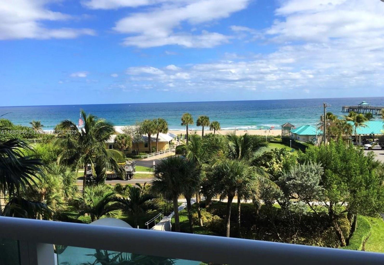 Direct Ocean views MOTIVATED SELLER 
1 Bedroom/ 1 1/2 Bath unit has granite countertops, full size washer/dryer in unit, and high impact windows and doors. The building is on the west side of A1A and there is a beach clubhouse on the east side of A1A with a heated pool that overlooks the ocean. Private Beach Access, 24 Hour Security, Fitness Center & Across the Street From Shops, Restaurants & short walk to the pier. Covered parking.