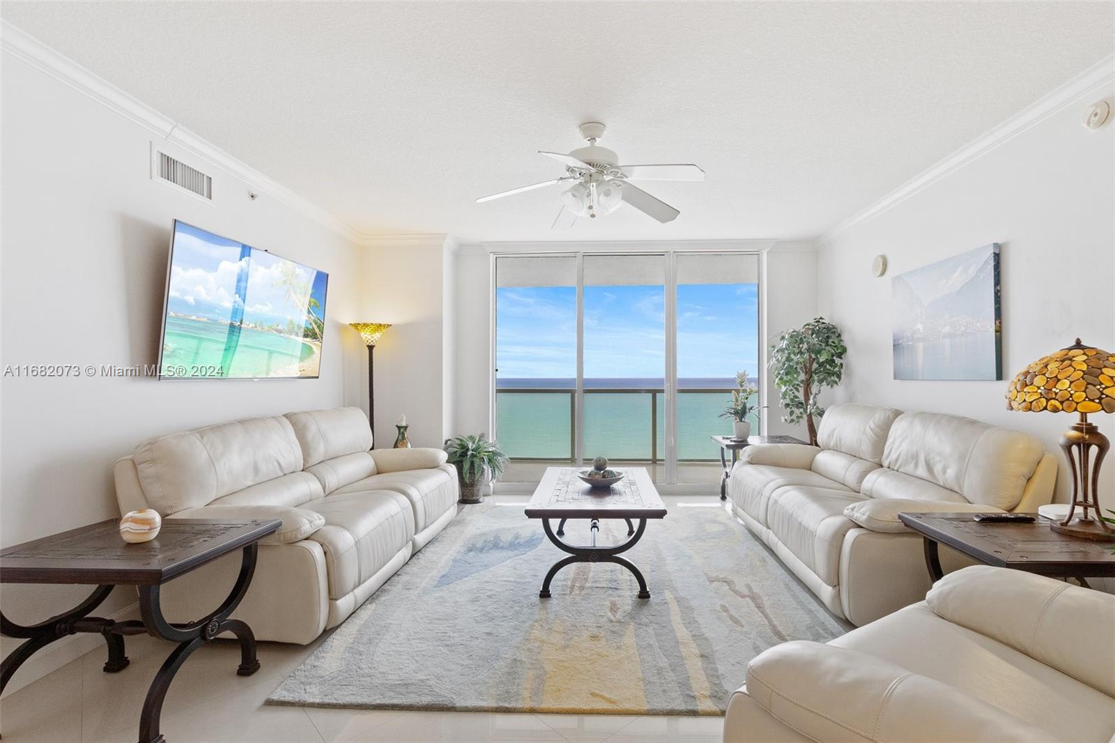 Live in the heart of Sunny Isles in the Florida Riviera. Unique opportunity, 2/2.5 bath with stunning direct ocean and intracoastal view from wraparound balcony. Upgraded large and bright open kitchen, marble floor, two walk-in closets, laundry room with new washer & dryer. Luxury amenities, including full beach service, valet parking, pool, state of the art new gym, Jacuzzi, community room with billiard/ping pong table, kid's playroom. Fishing pier with restaurant, walk to all shopping, restaurants, grocery, park with kids playground, minutes to Aventura Mall, Bal Harbors Shops, FLL airport. Investors welcome - flexible rental policy 12 times a year! Pets friendly. Easy to show.