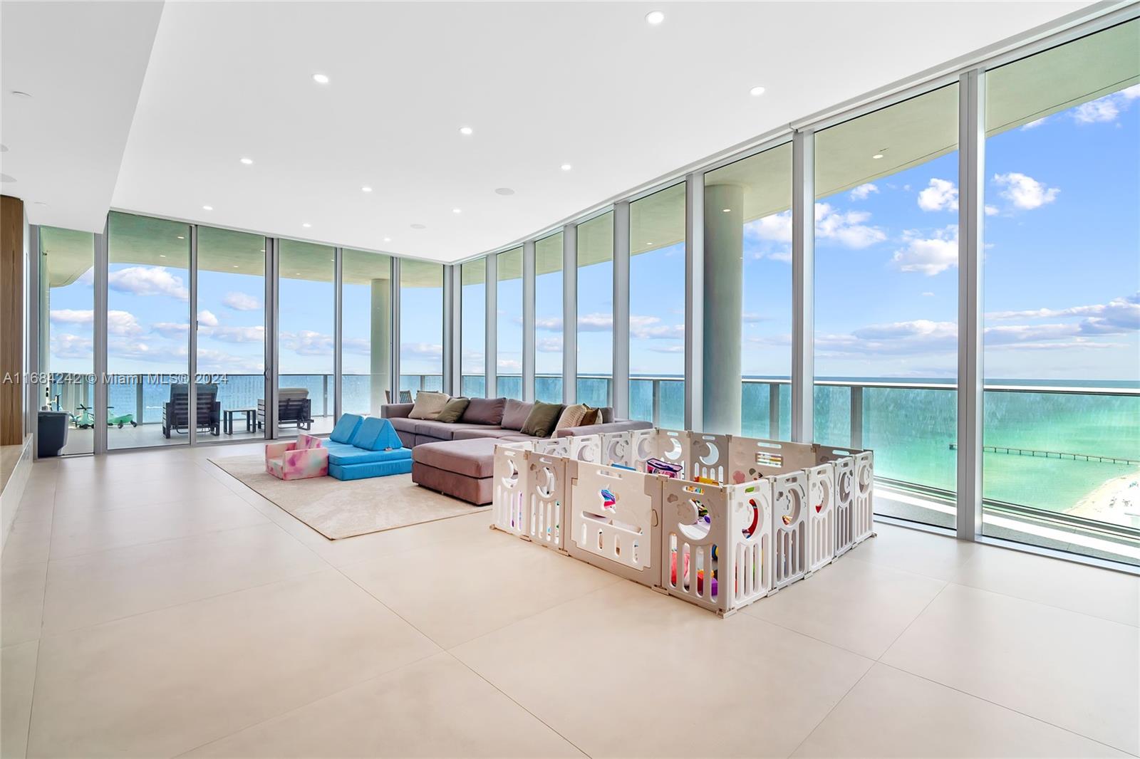 A Stunning Residence for sale in the sky at Chateau Sunny Ilses! Experience unparalleled high-end apartment, 4,230SF offering 5 bedrooms and 6.5 bathrooms. This exceptional, fully renovated property boasts breathtaking 180-degree views of the Atlantic Ocean and the Miami skyline. One storage unit (10x20) assigned. Enjoy a boasting five-star building amenities, including a spa, an aromatherapy jacuzzi on the relaxation terrace, and personalized service from the Luxury Concierge. 24-hour security, valet service, poolside and beach service for your convenience, as well as a fitness center with ocean views, a wine lounge and cigar bar. For entertainment, there is a home theater, a kids' club... Enjoy an on-site hair salon and restaurant. This residence represents the pinnacle of luxury living.