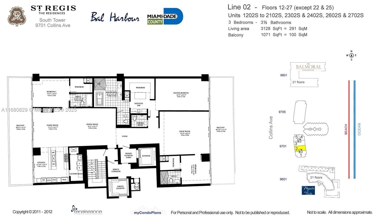 9701 Collins Ave #1202S, Bal Harbour FL 33154
